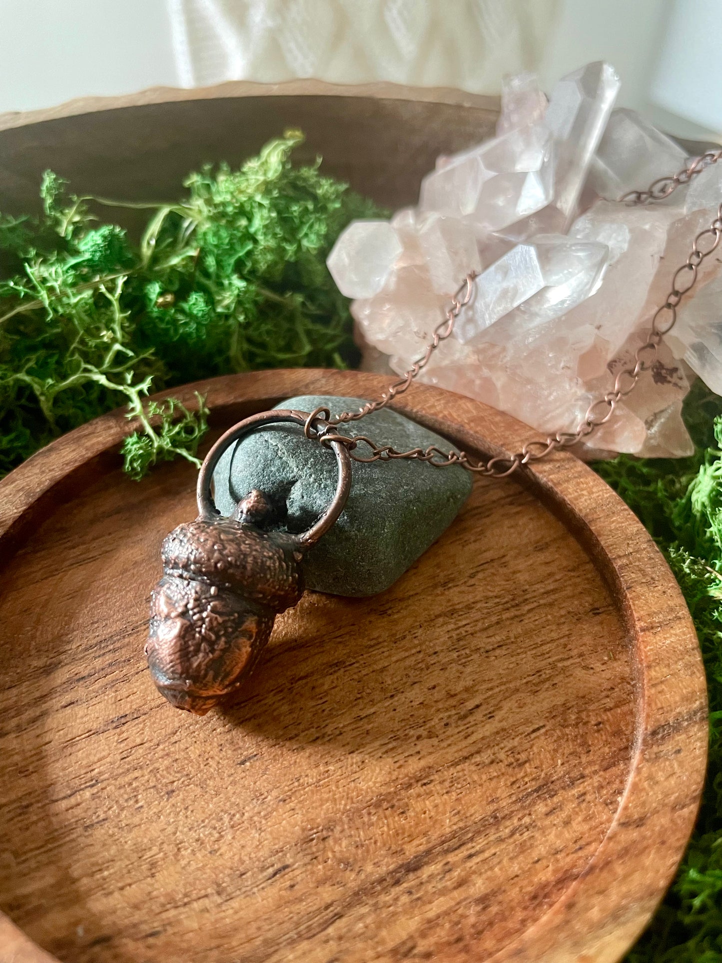 Electroformed Copper Real Acorn Necklace