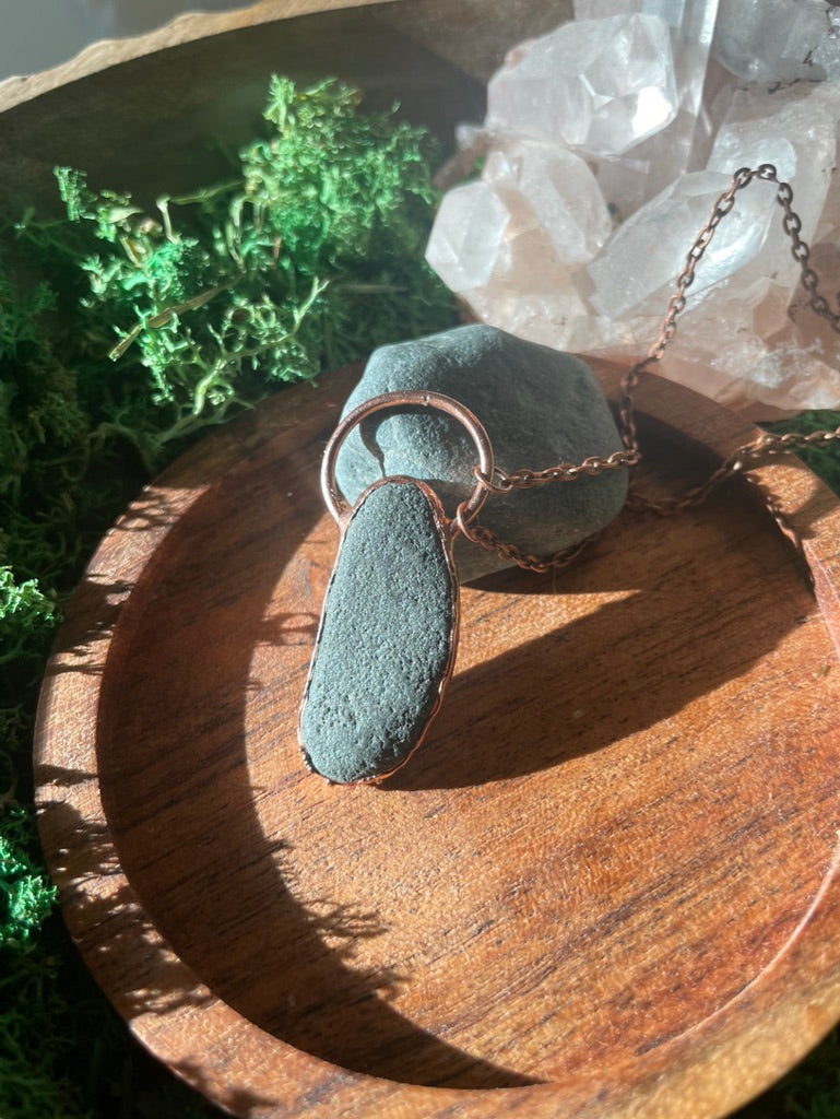 Electroformed Copper Lake Superior Stone Necklace