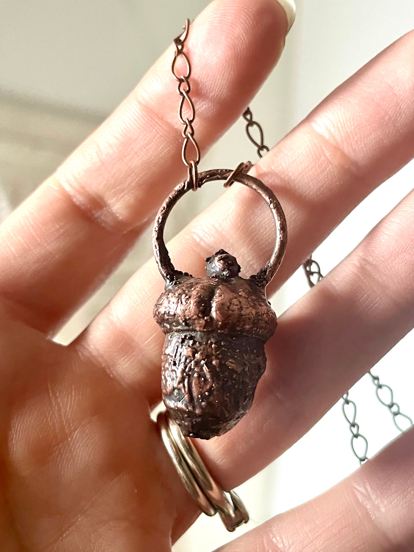 Electroformed Copper Real Acorn Necklace