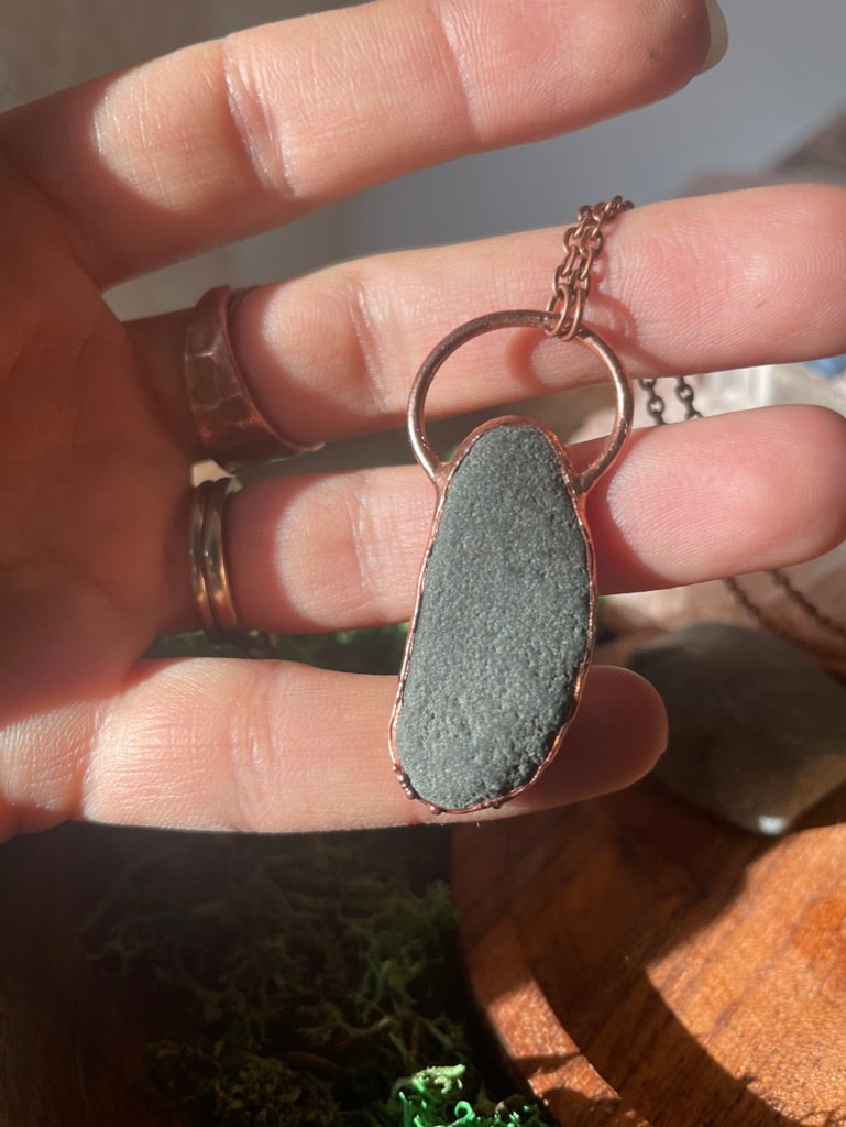 Electroformed Copper Lake Superior Stone Necklace