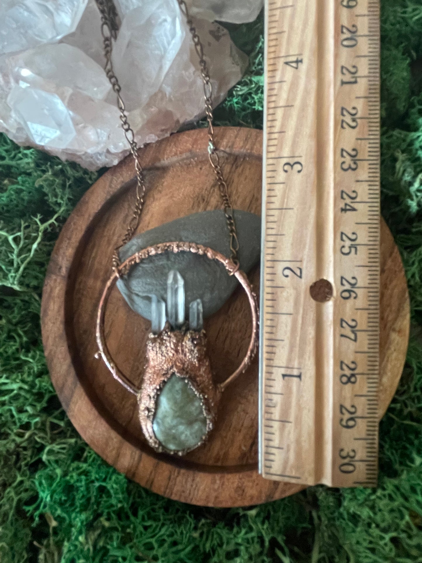 Electroformed Copper Crystal and Stone Necklace