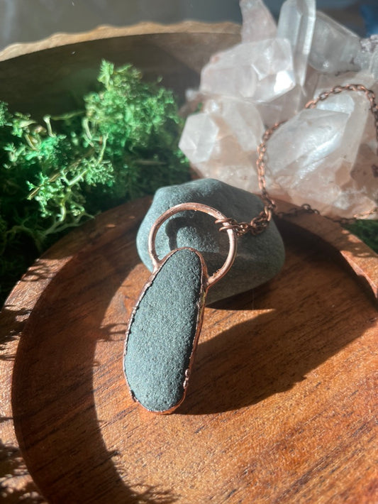 Electroformed Copper Lake Superior Stone Necklace