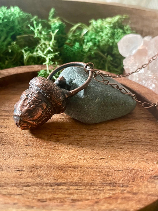 Electroformed Copper Real Acorn Necklace
