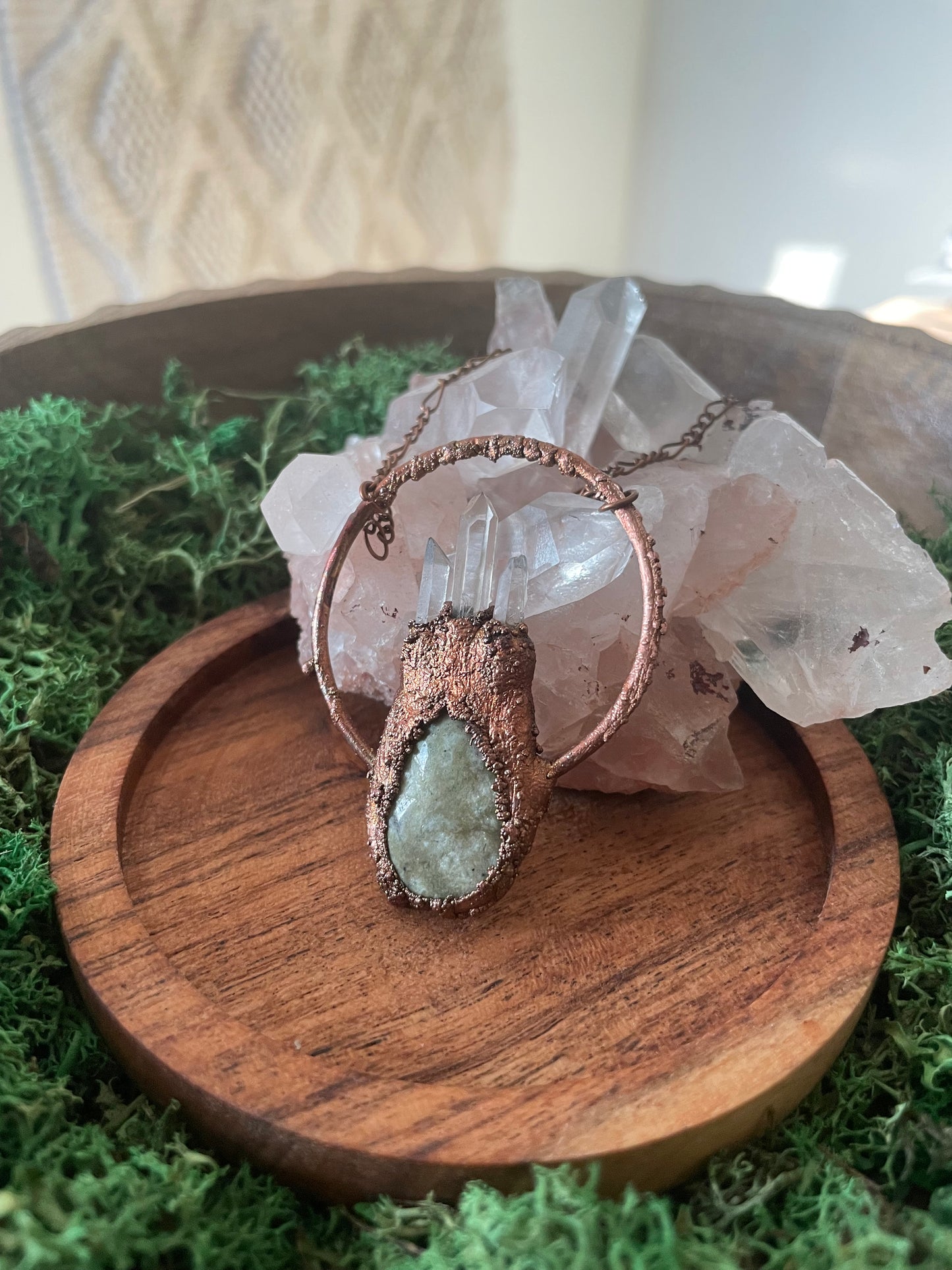 Electroformed Copper Crystal and Stone Necklace
