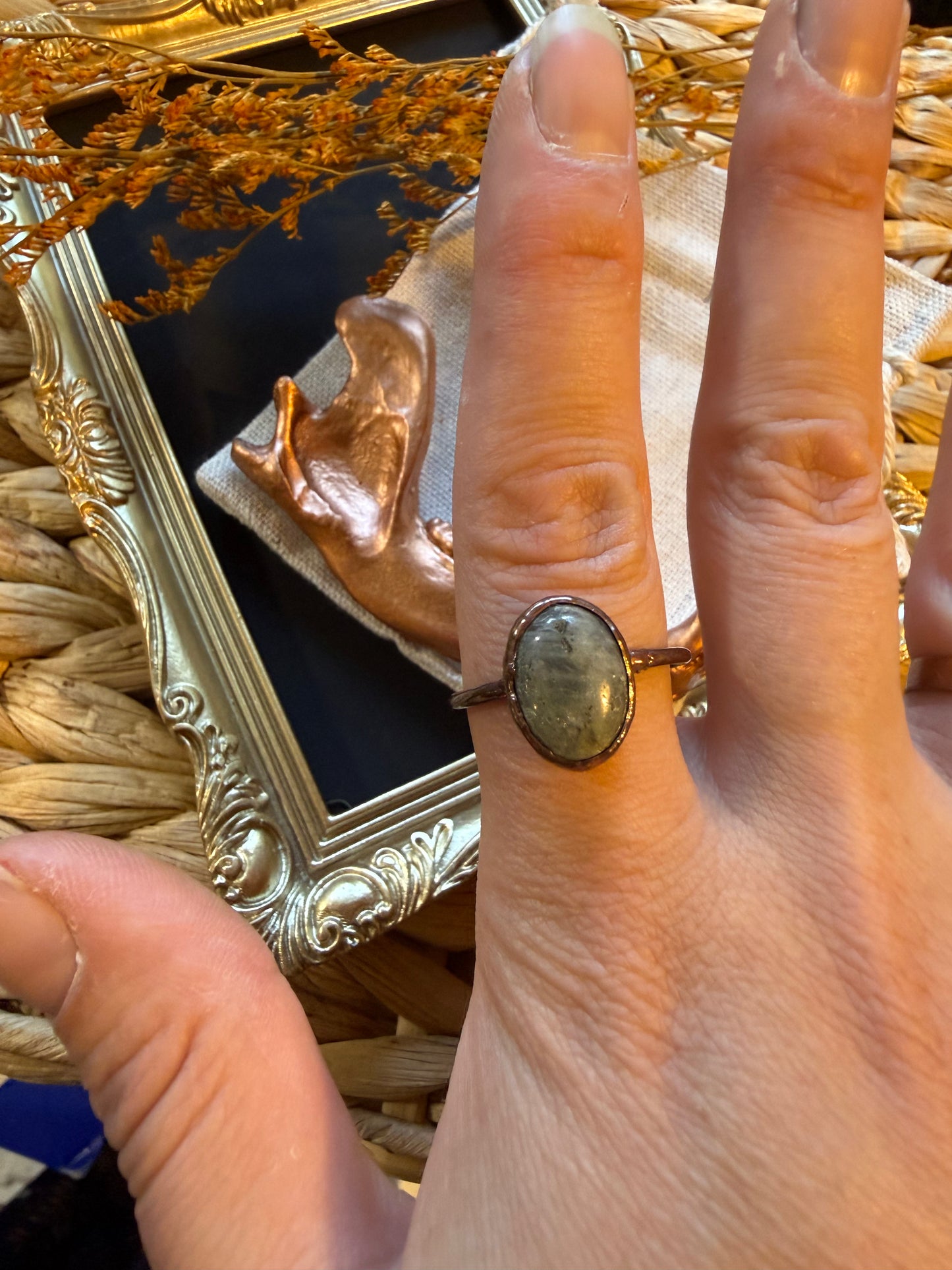 Labradorite and Copper Size 12 Ring