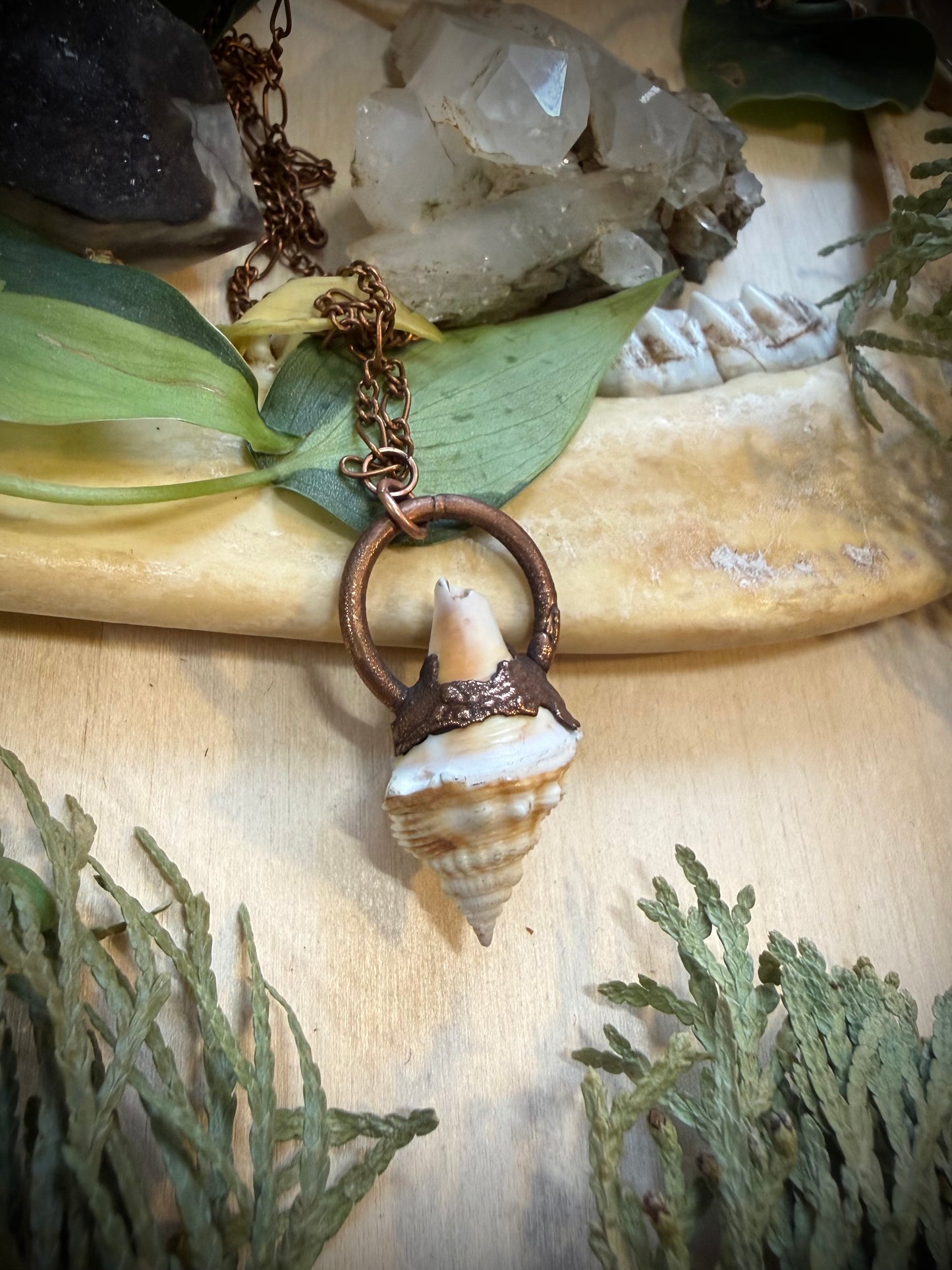 Electroformed Copper Rock Shell Necklace