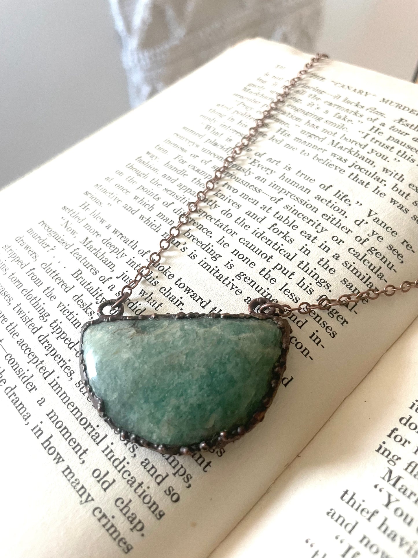 Electroformed Copper Amazonite Half Round Stone Necklace