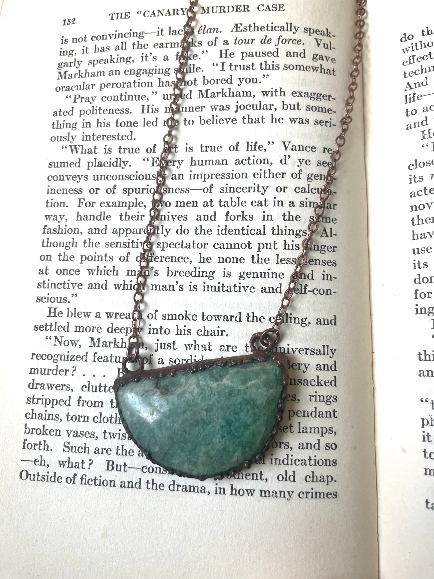 Electroformed Copper Amazonite Half Round Stone Necklace