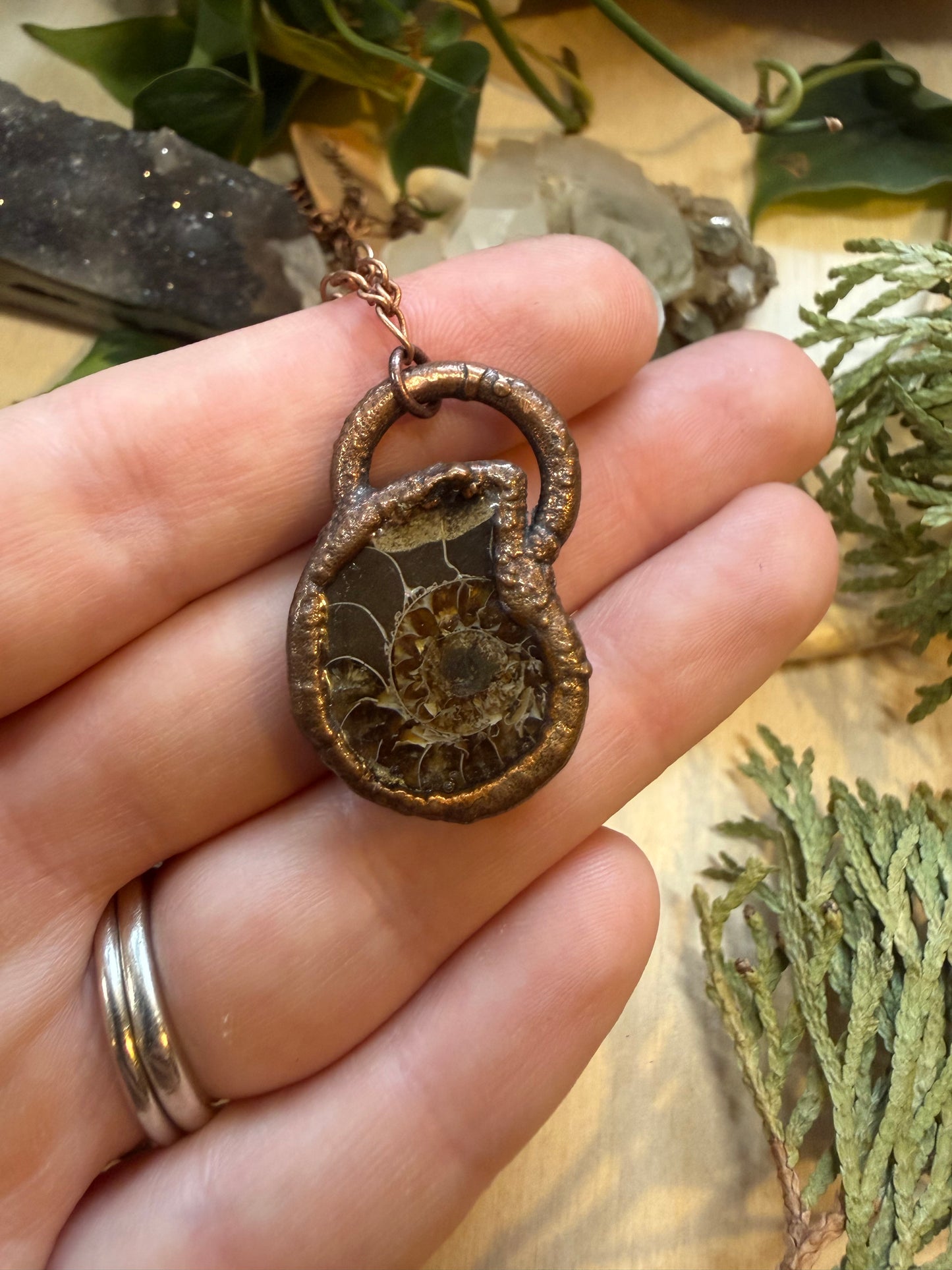 Electroformed Copper Ammonite Necklace