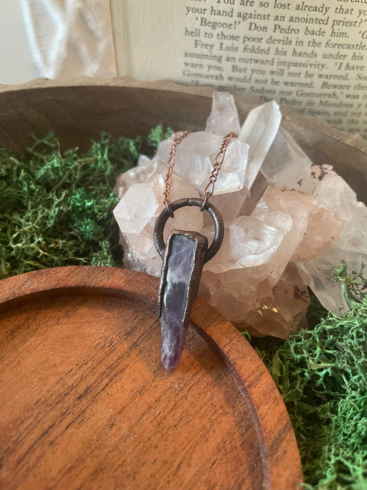 Electroformed Copper Amethyst Stone Necklace