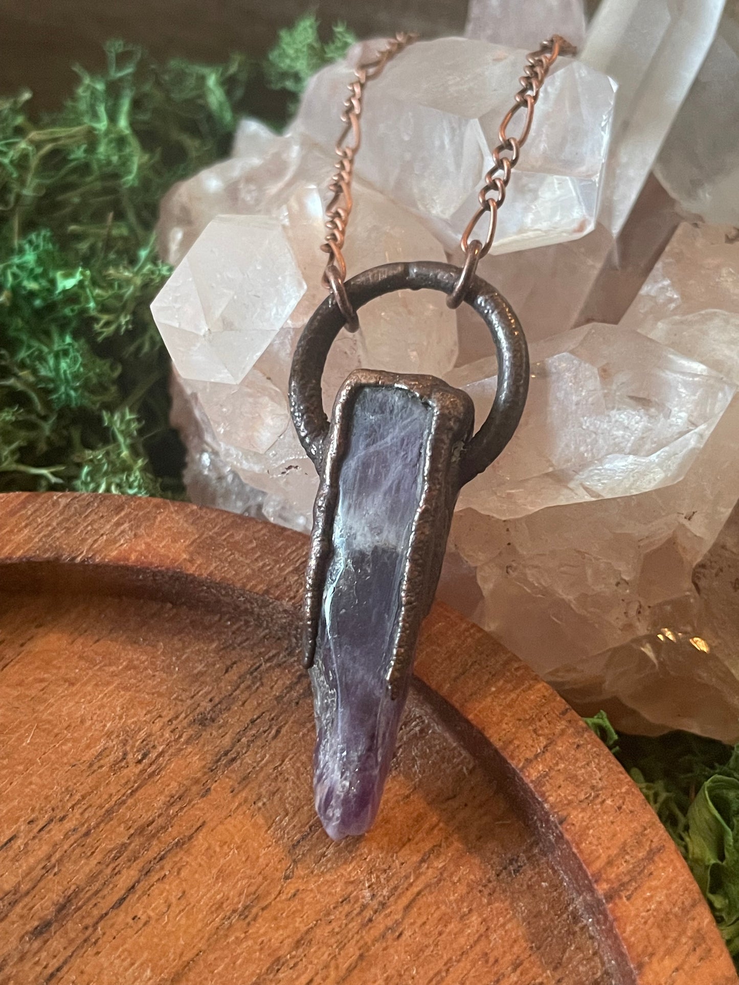 Electroformed Copper Amethyst Stone Necklace