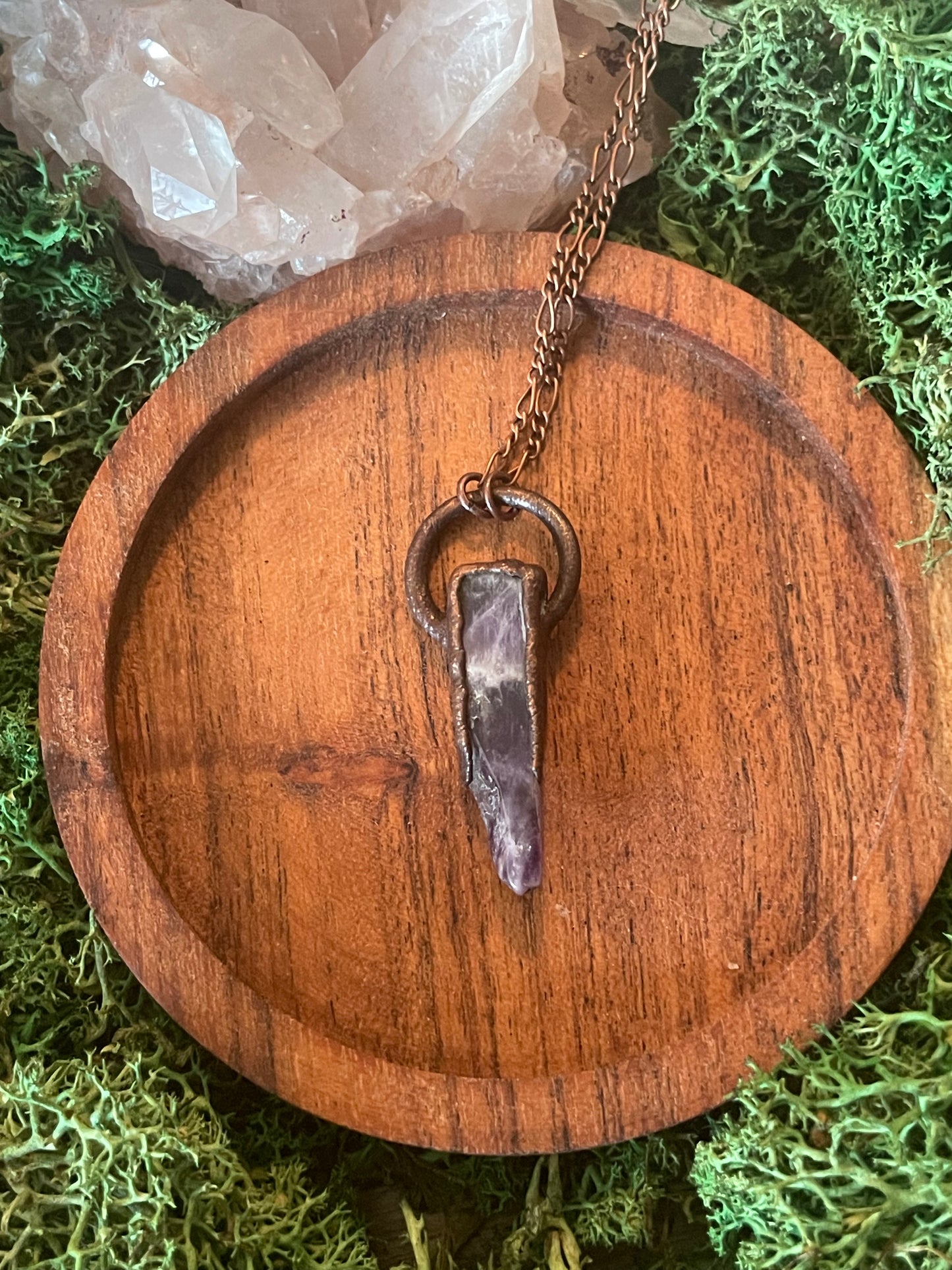 Electroformed Copper Amethyst Stone Necklace