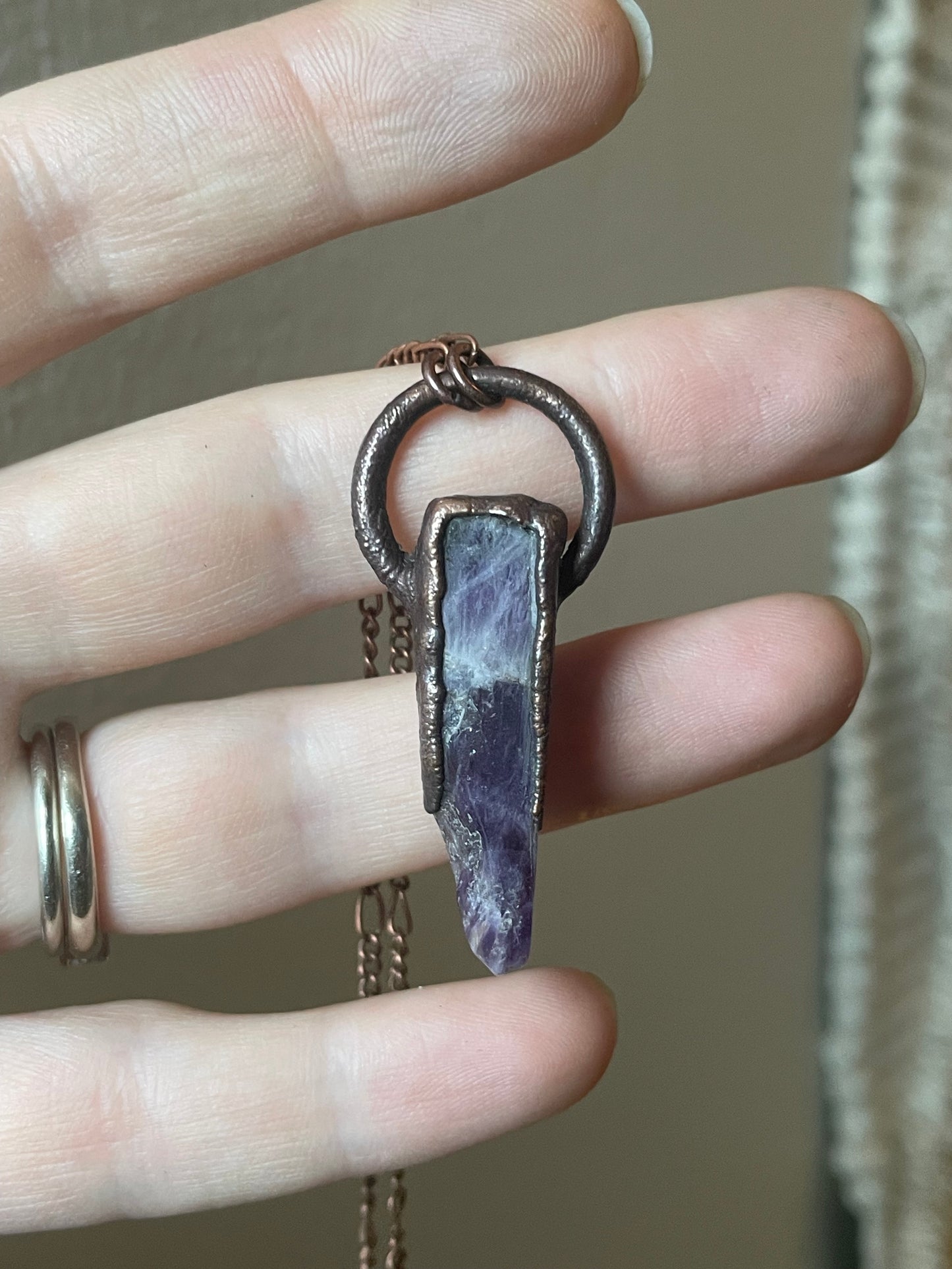 Electroformed Copper Amethyst Stone Necklace