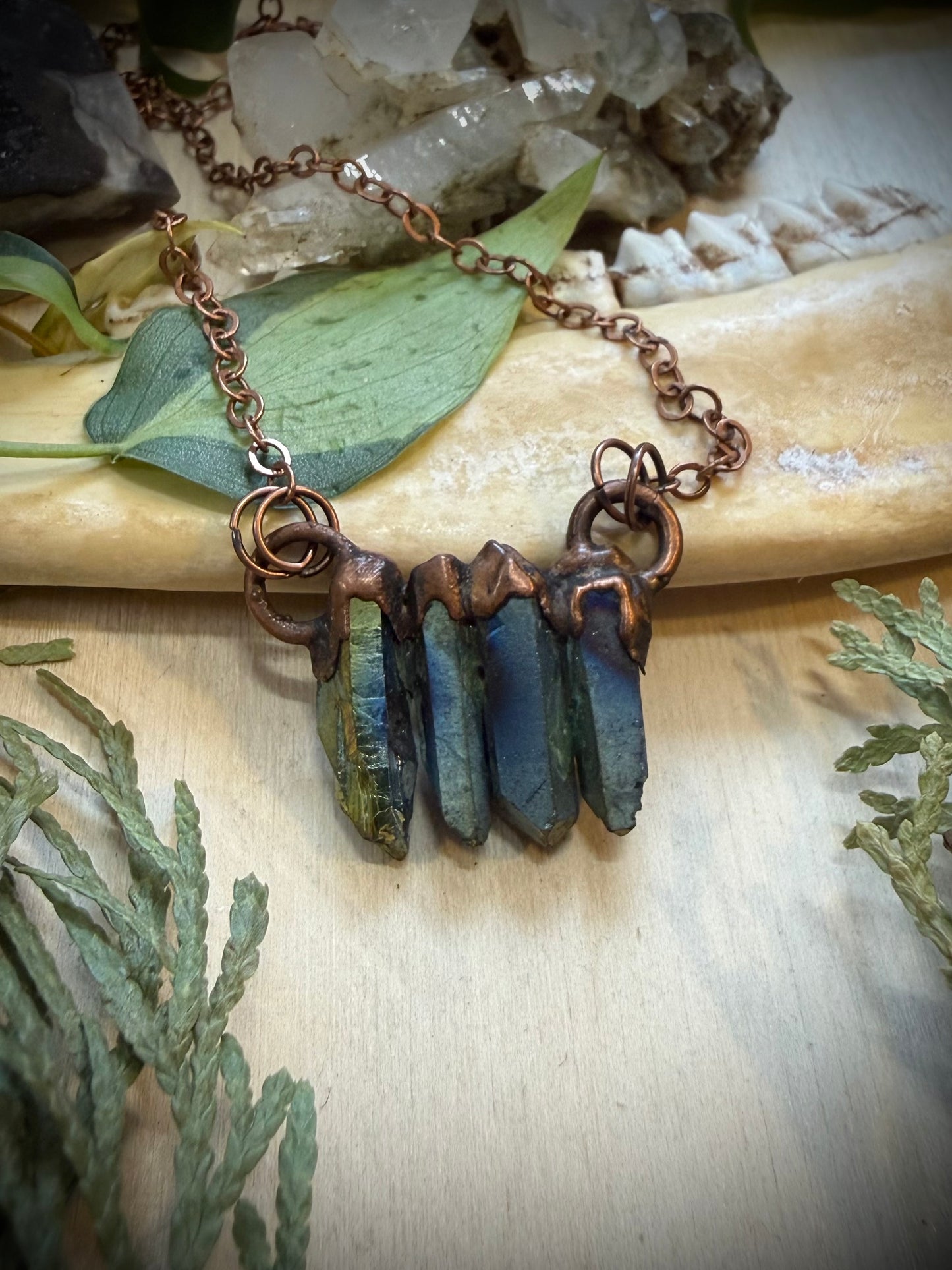 Electroformed Four Quartz Necklace