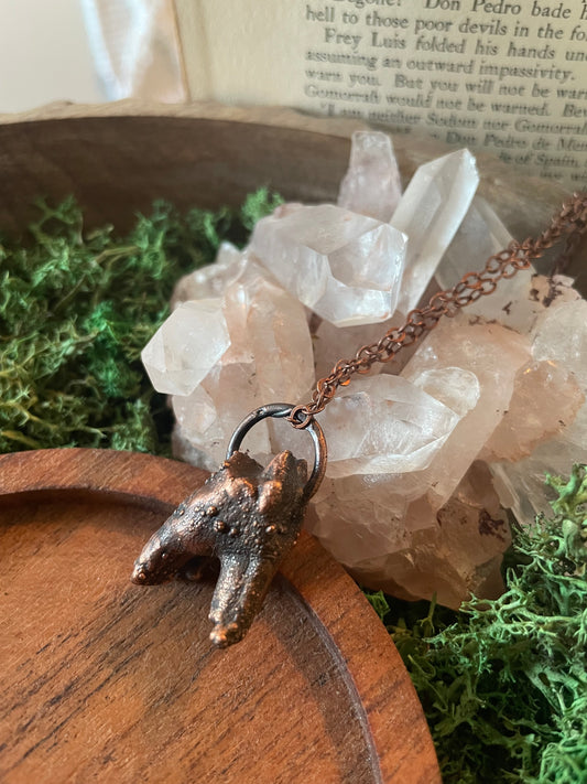 Electroformed Copper Deer Tooth Necklace