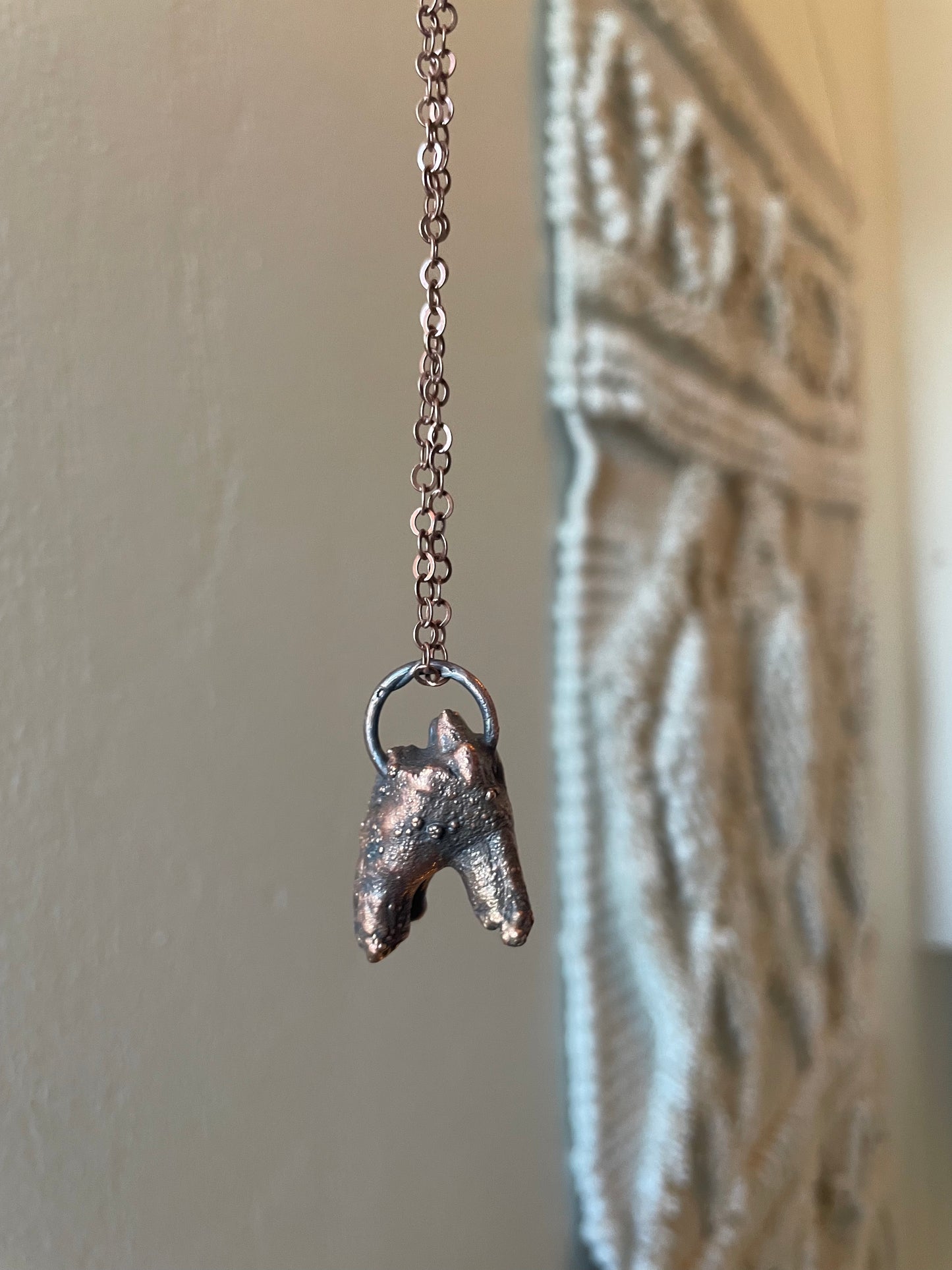 Electroformed Copper Deer Tooth Necklace