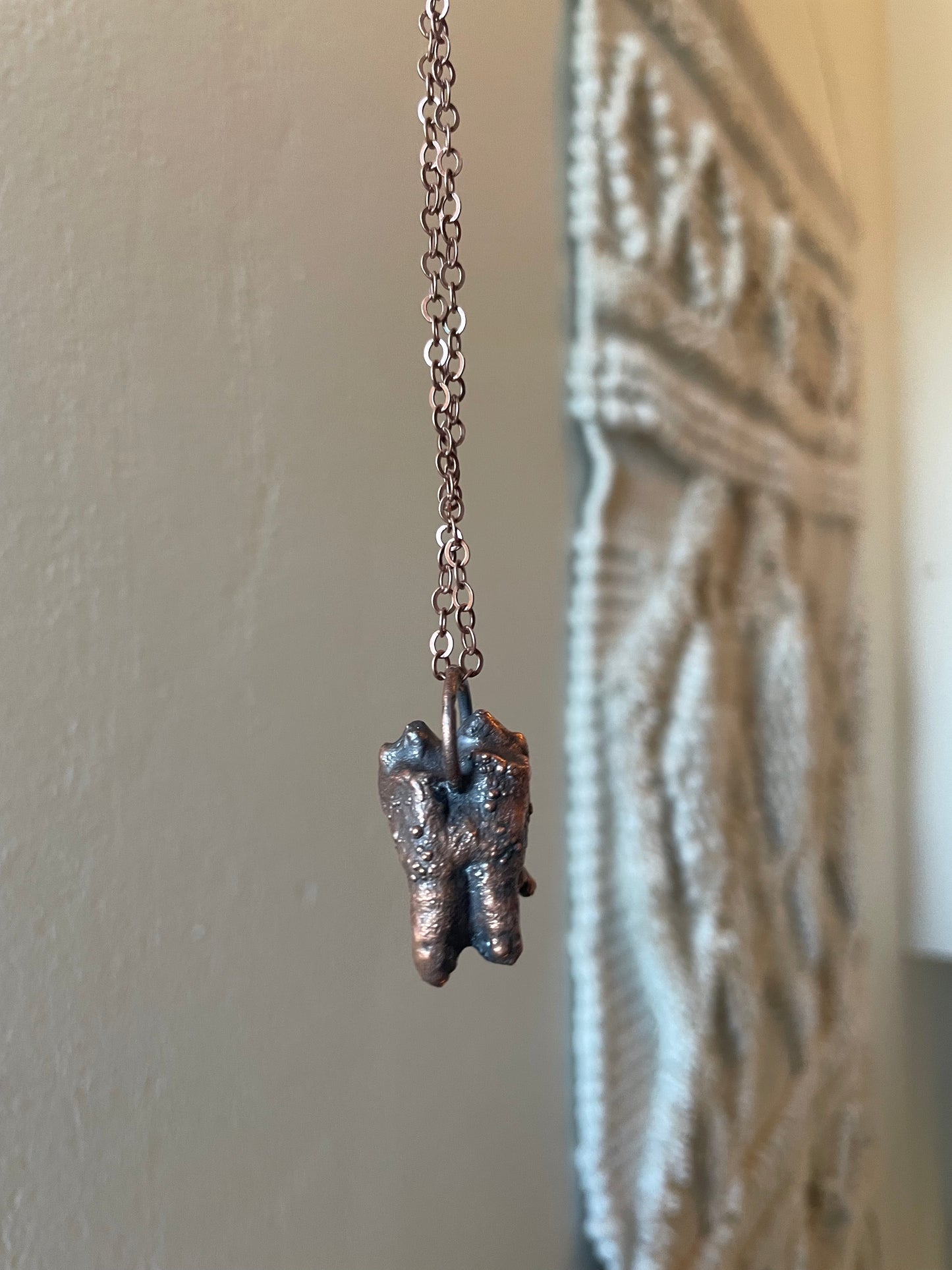 Electroformed Copper Deer Tooth Necklace