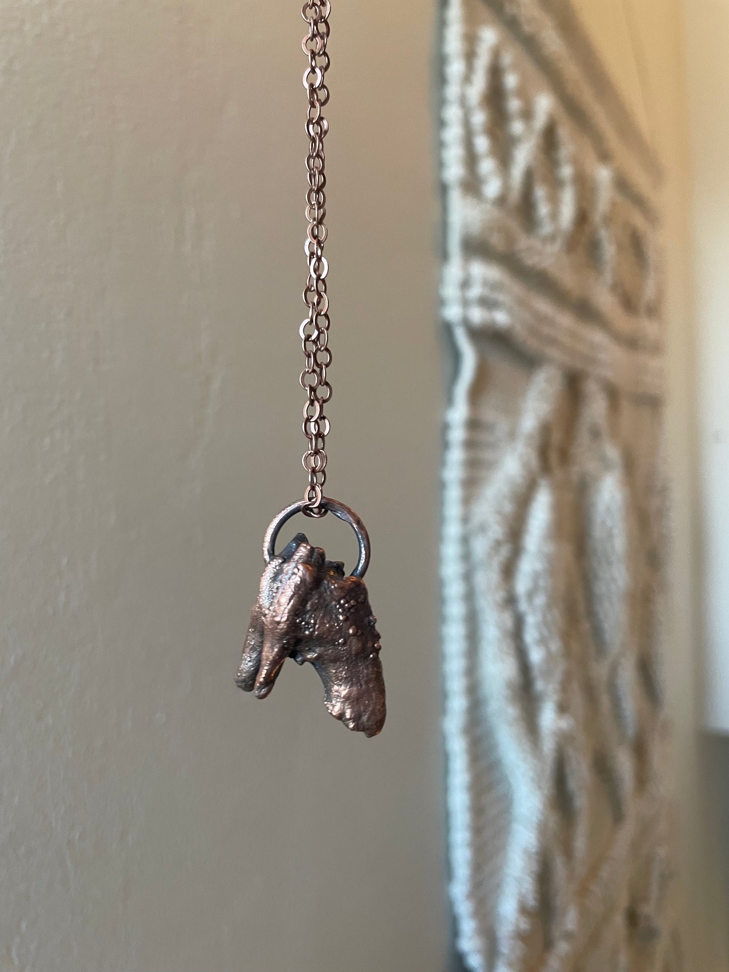Electroformed Copper Deer Tooth Necklace