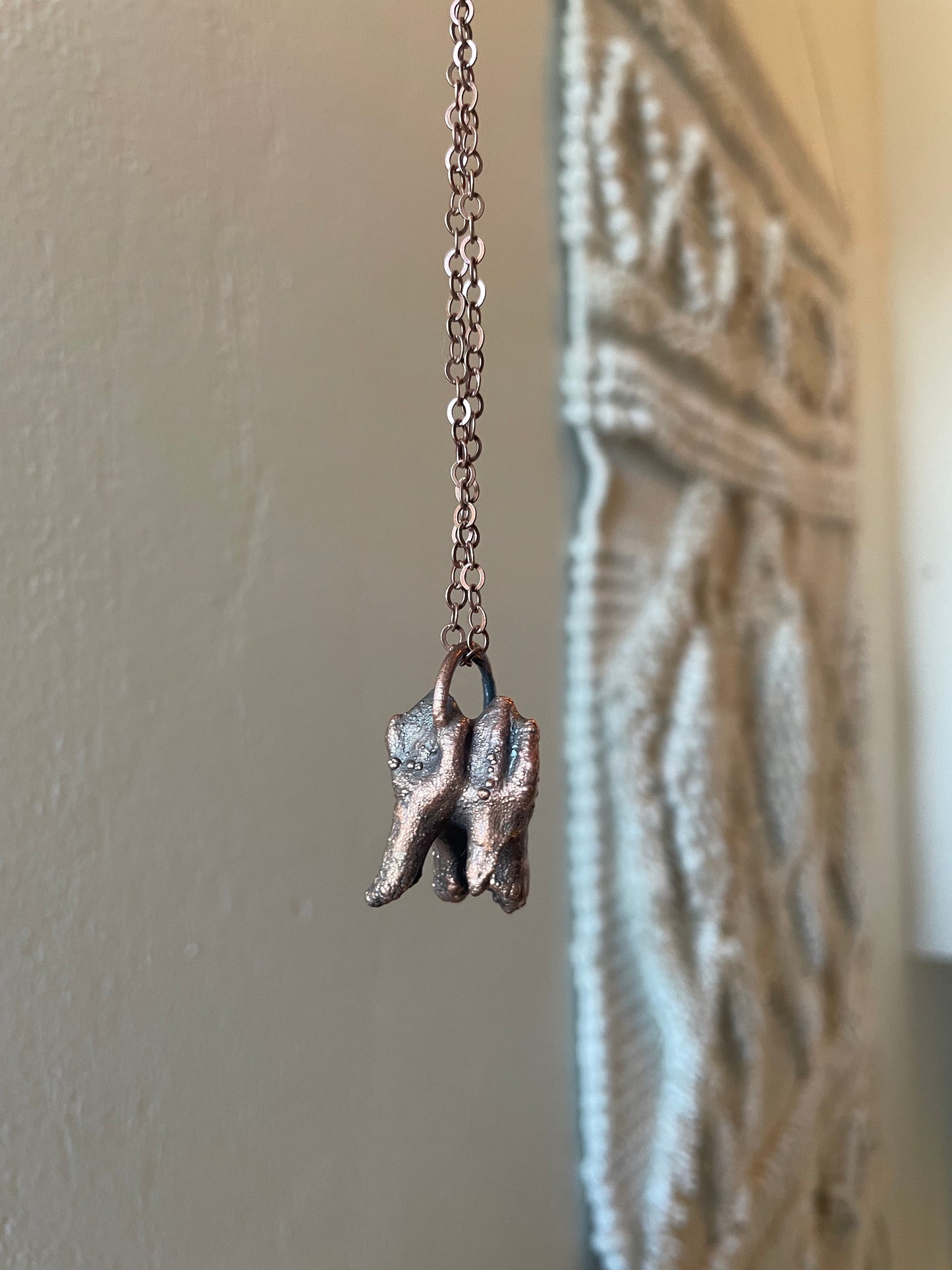 Electroformed Copper Deer Tooth Necklace