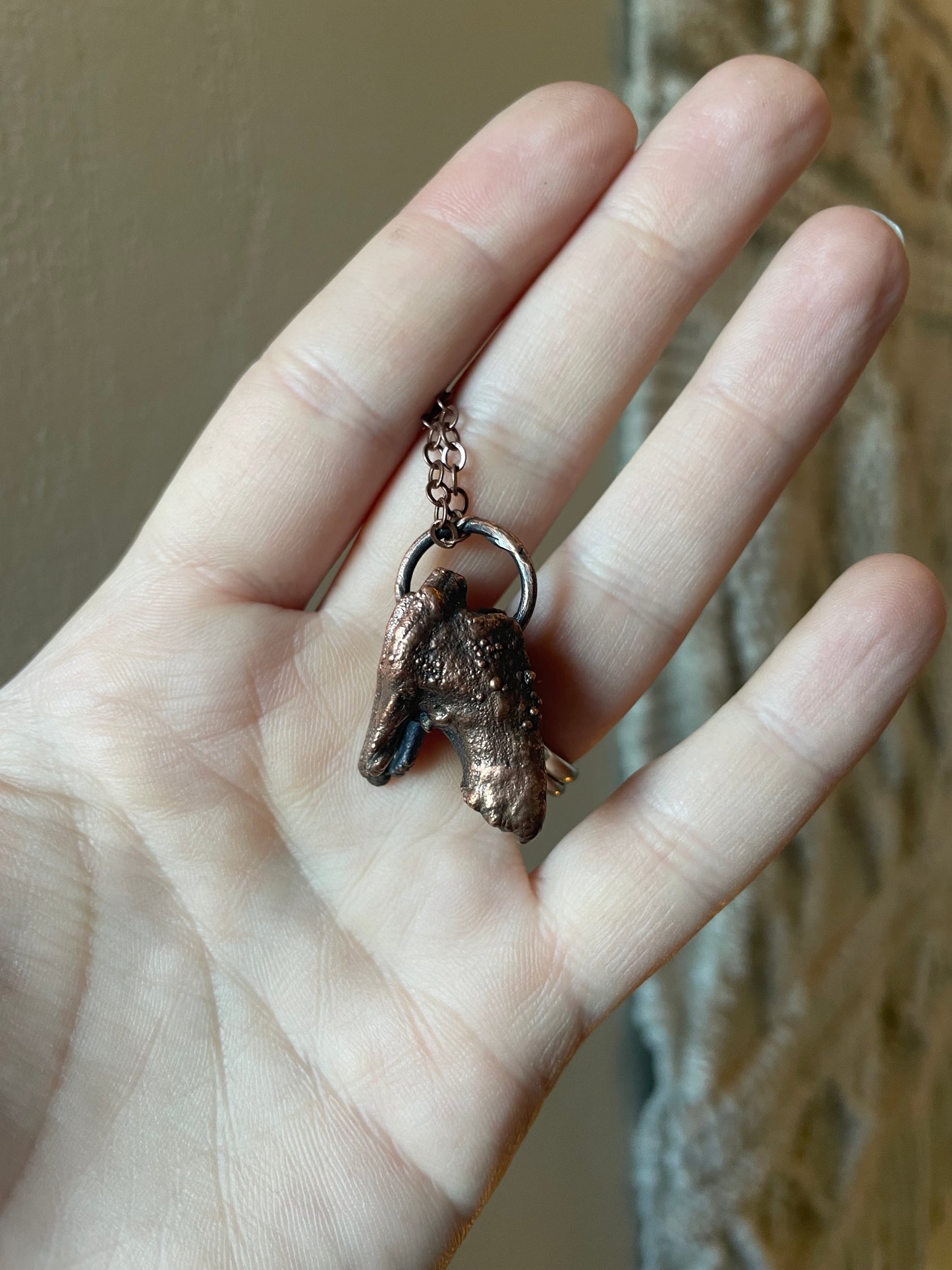 Electroformed Copper Deer Tooth Necklace