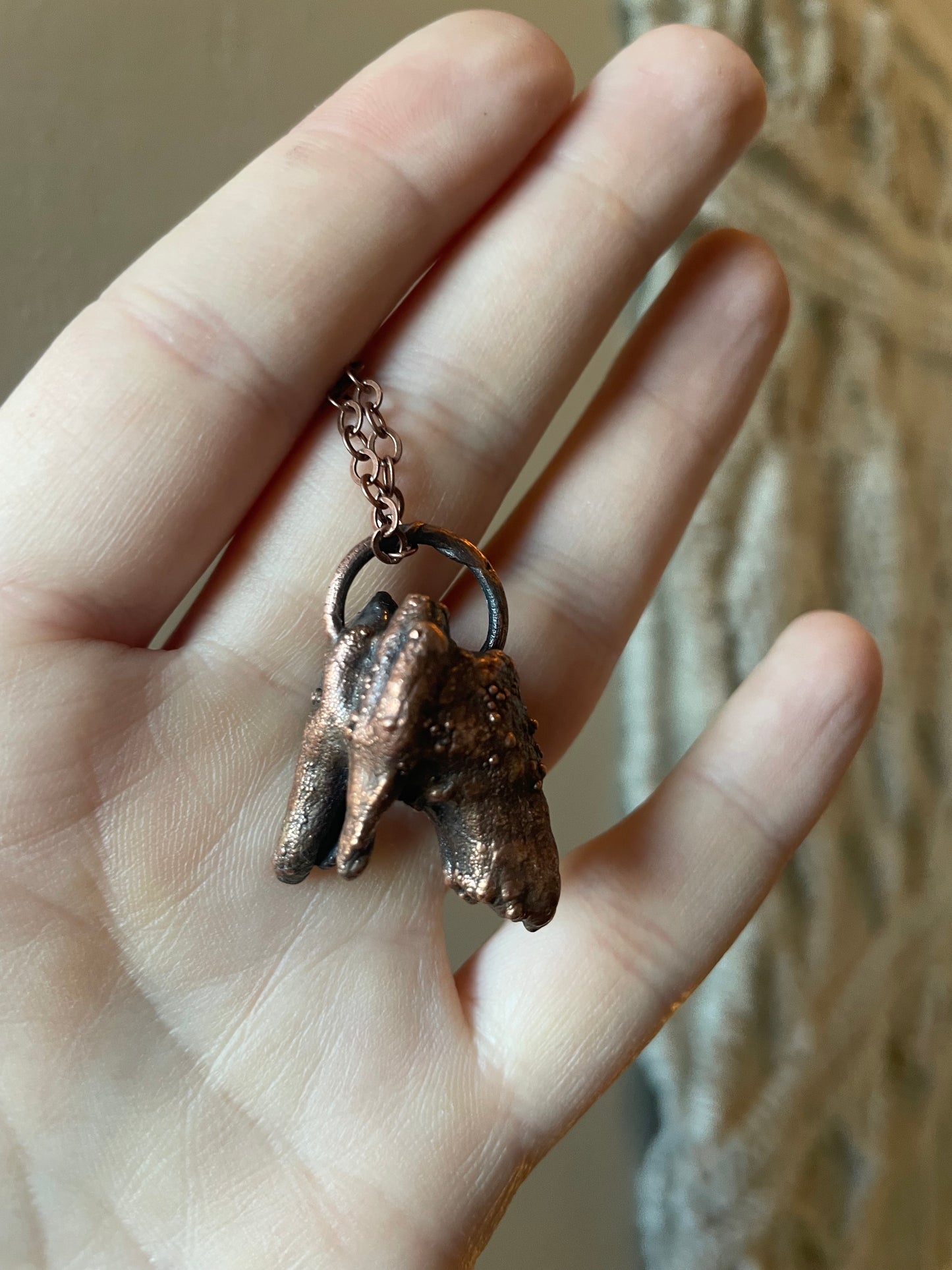 Electroformed Copper Deer Tooth Necklace