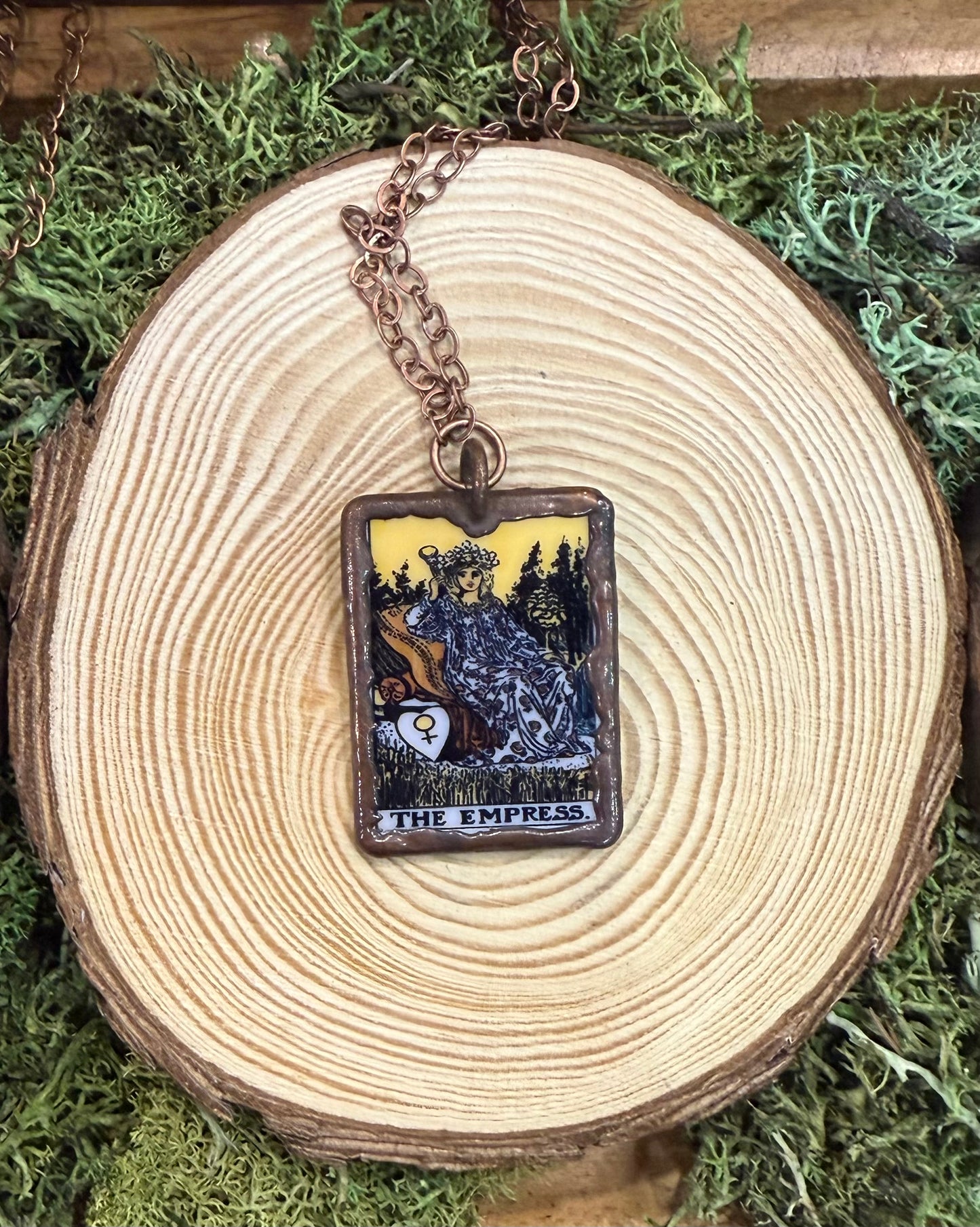 Electroformed Tarot Charm Necklace - The Empress