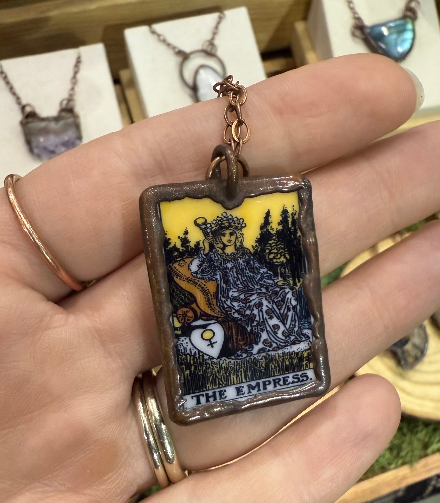 Electroformed Tarot Charm Necklace - The Empress