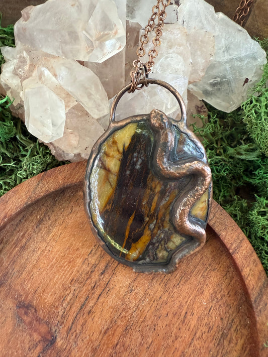 Electroformed Snake & Mookaite Necklace