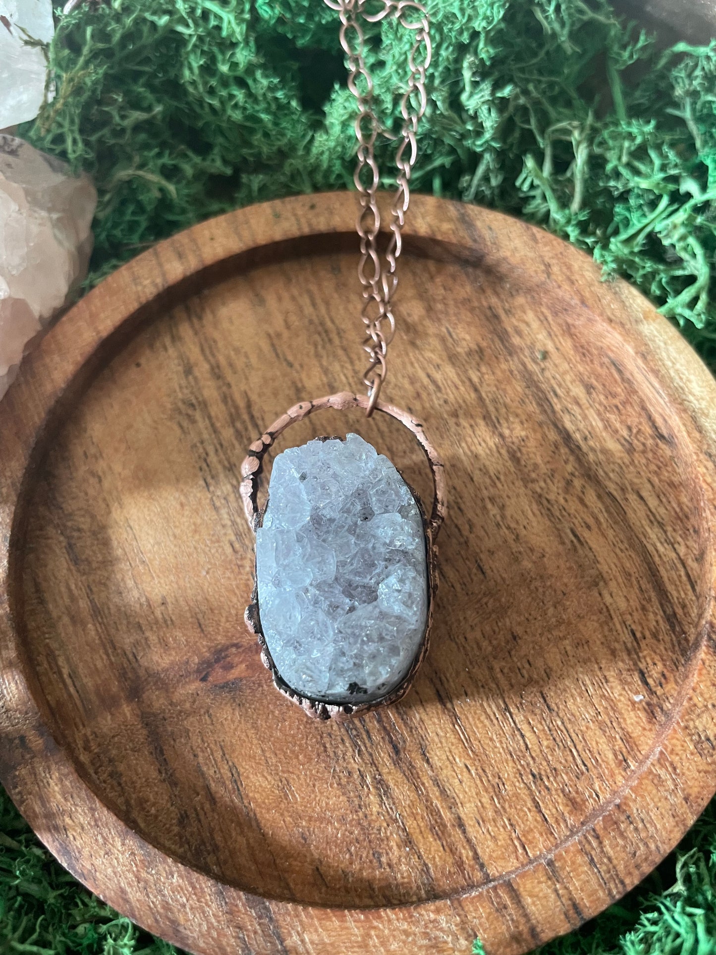 Electroformed Copper Amethyst Cluster Necklace