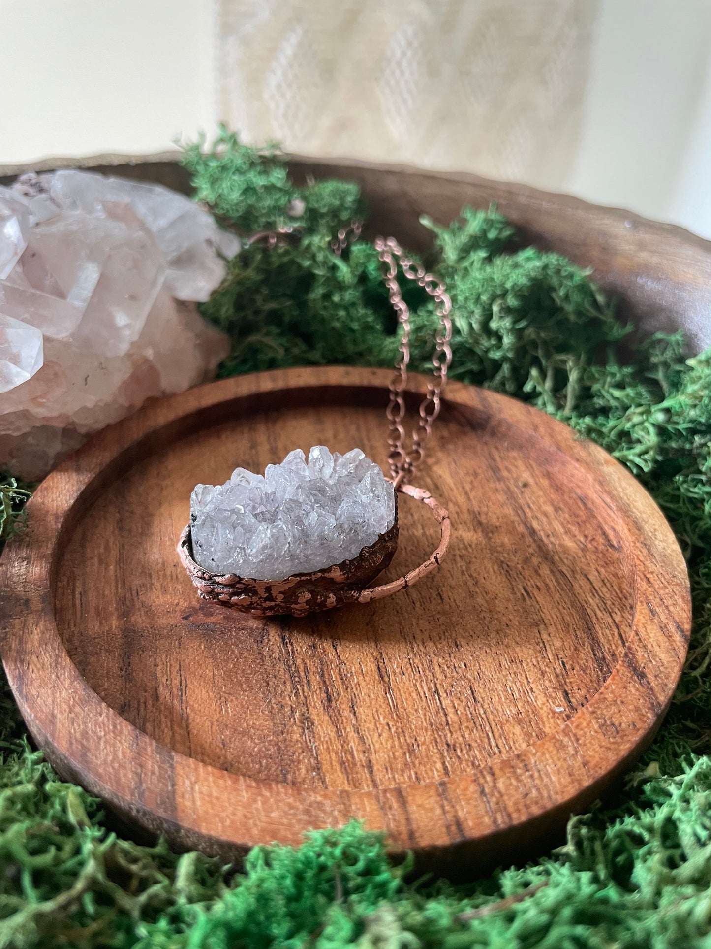 Electroformed Copper Amethyst Cluster Necklace