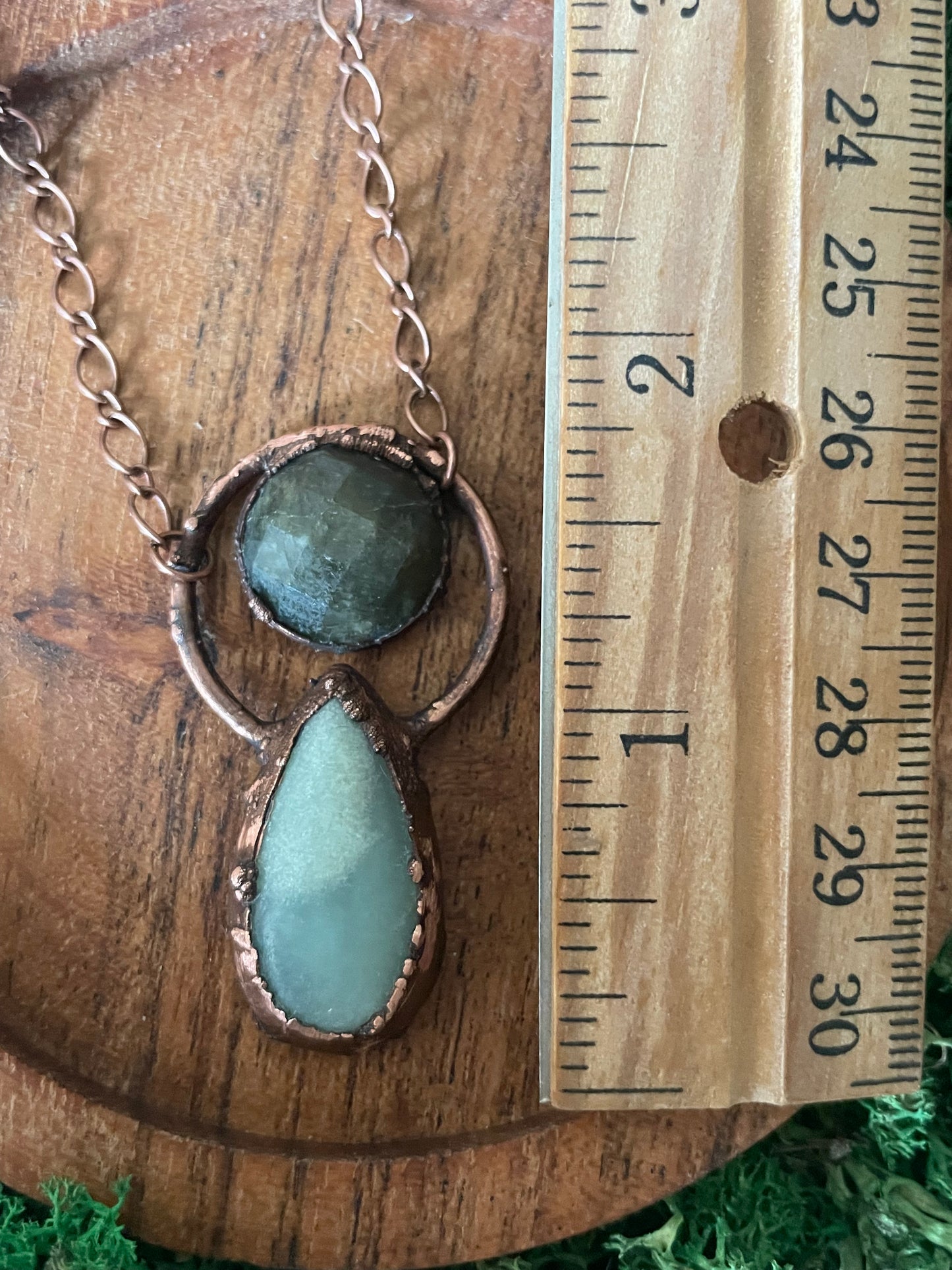 Electroformed Copper Amazonite and Labradorite Necklace