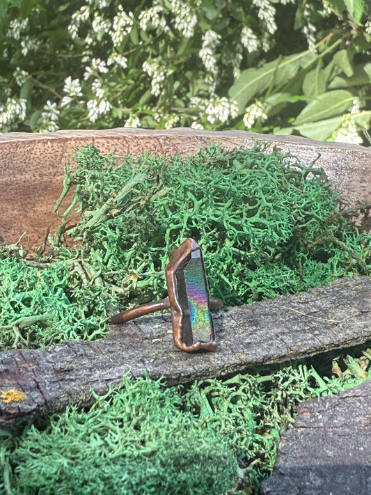 Aura Quartz and Copper Size 8.75 Ring