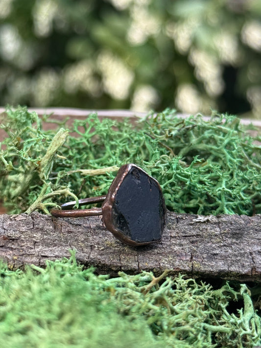 Black Tourmaline Copper Size 7 Ring