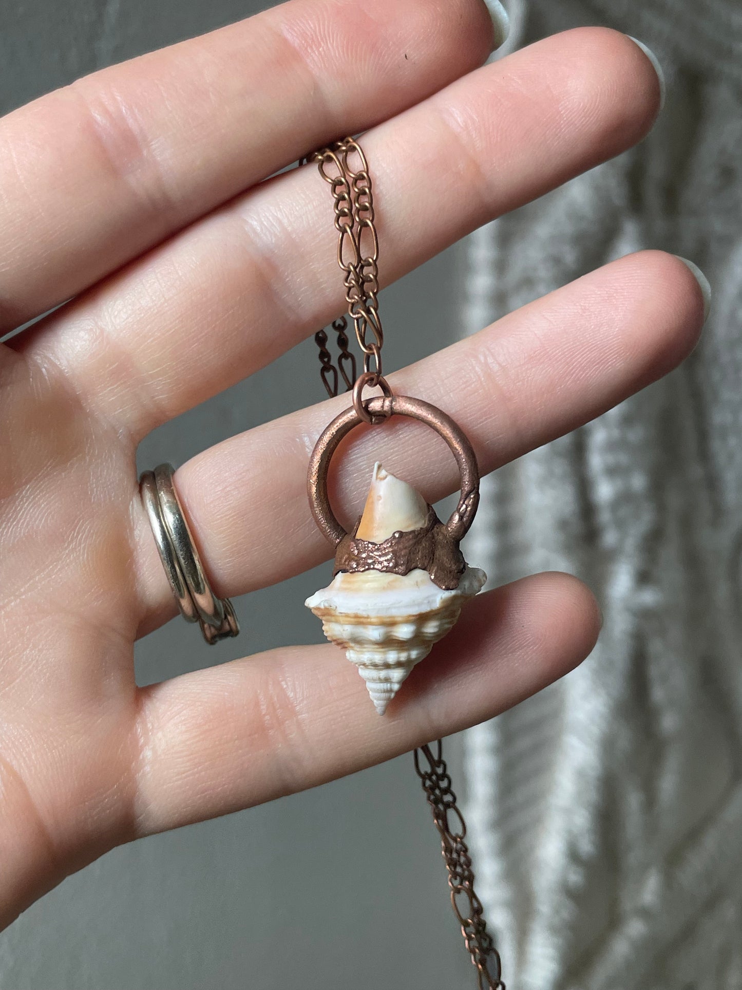 Electroformed Copper Rock Shell Necklace