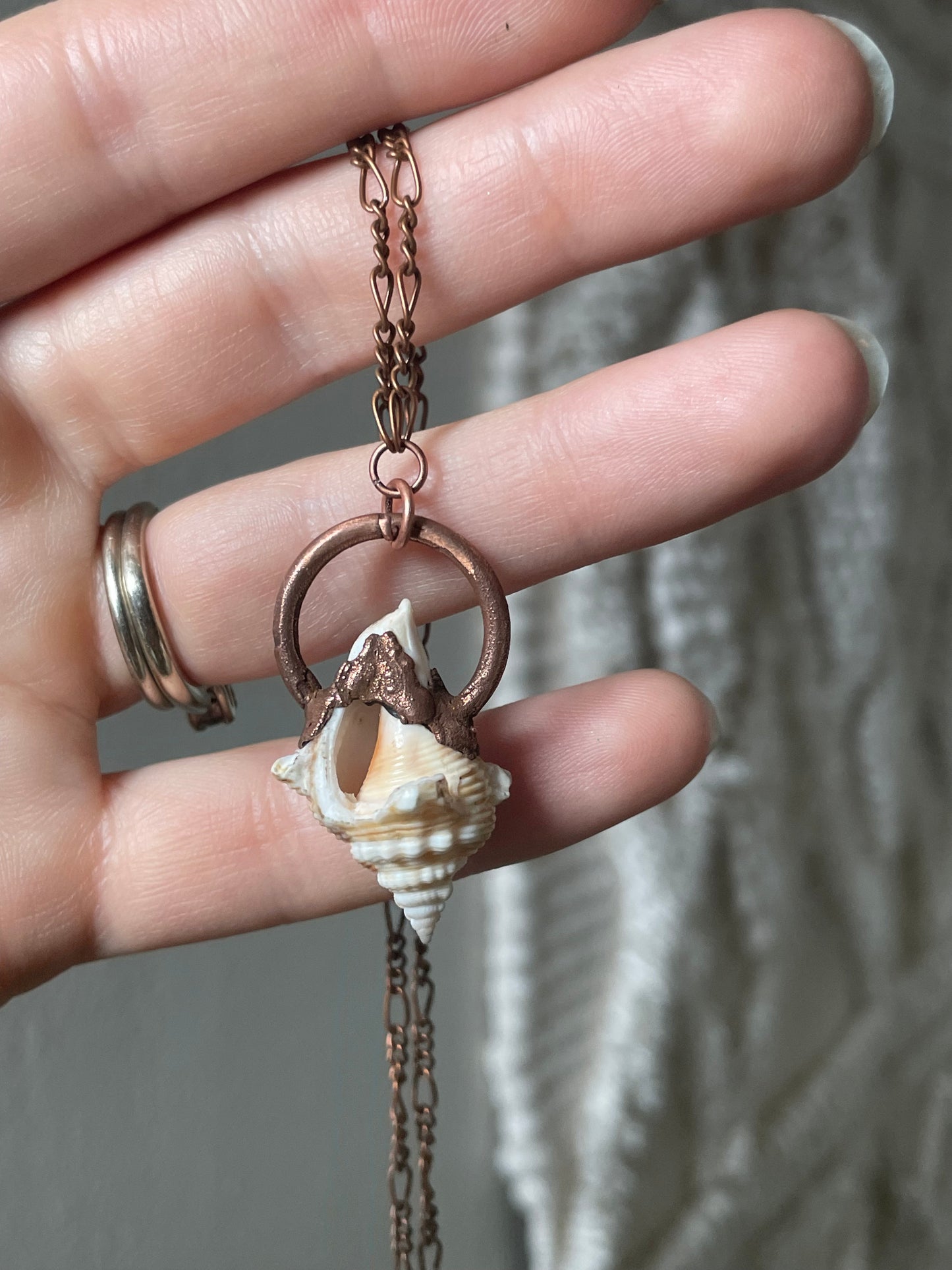 Electroformed Copper Rock Shell Necklace