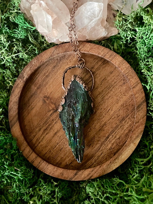 Electroformed Copper Kyanite Aura Stone Necklace