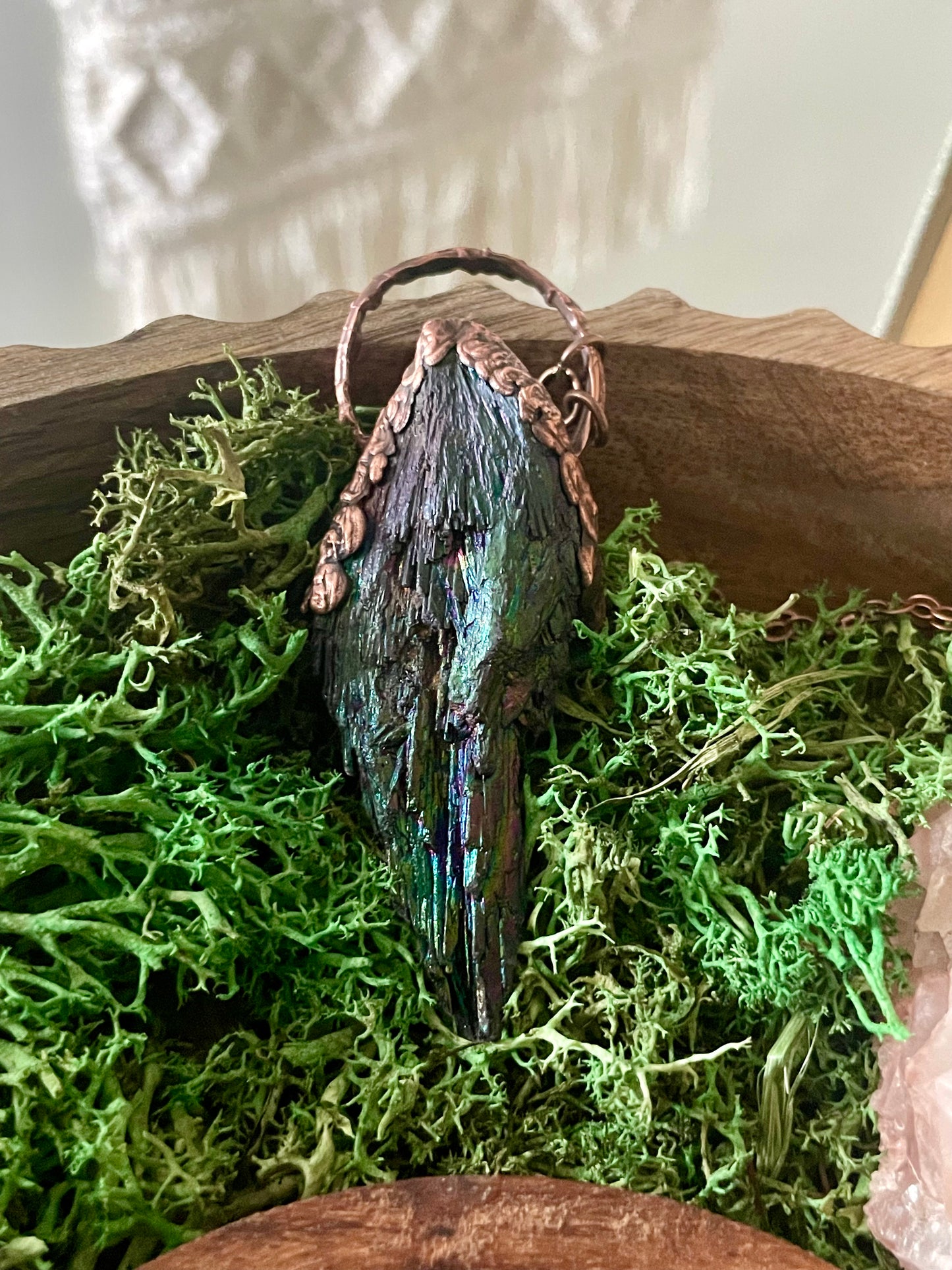 Electroformed Copper Kyanite Aura Stone Necklace