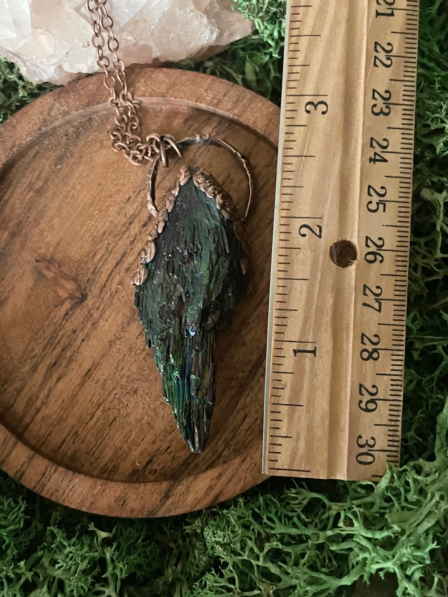 Electroformed Copper Kyanite Aura Stone Necklace