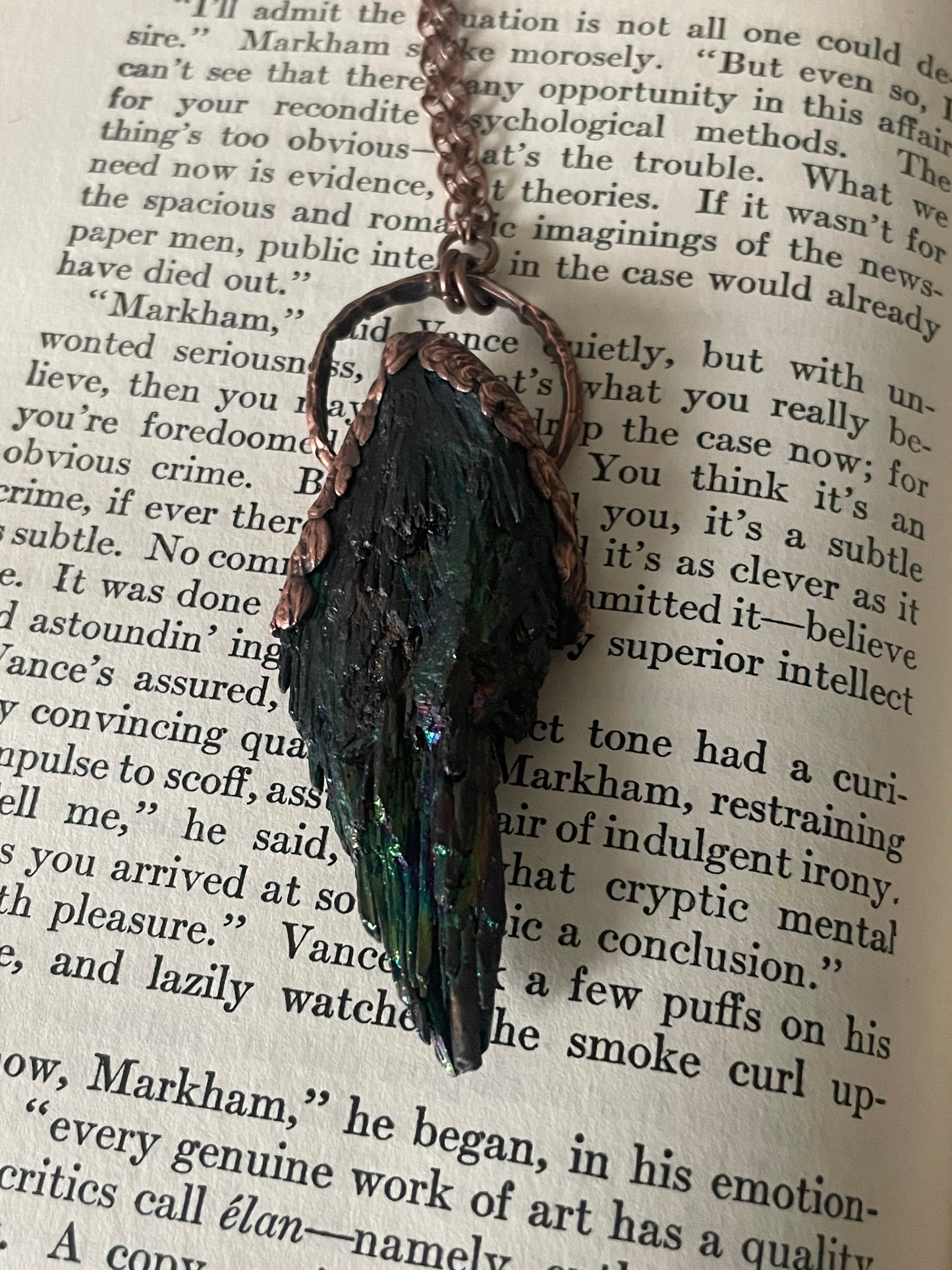 Electroformed Copper Kyanite Aura Stone Necklace