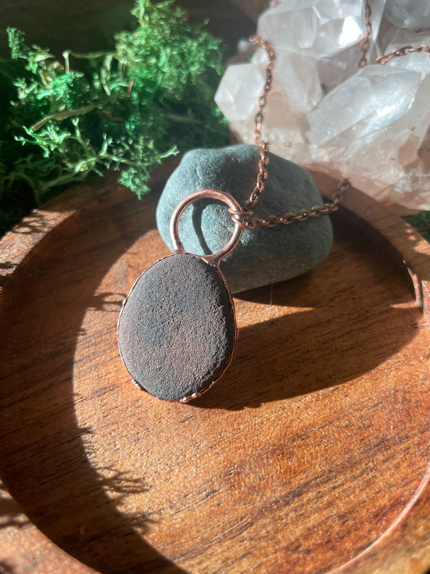 Electroformed Copper Lake Superior Stone Necklace
