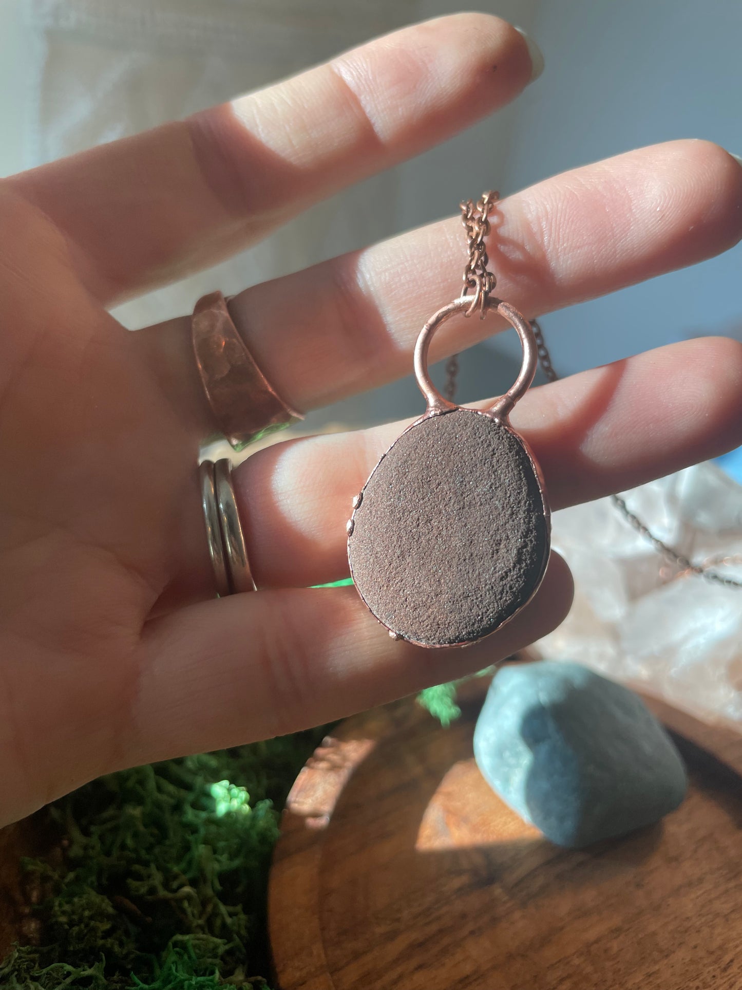 Electroformed Copper Lake Superior Stone Necklace