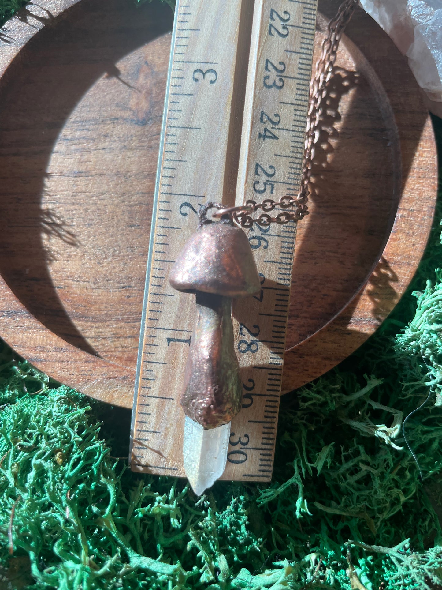 Electroformed Copper Mushroom with Clear Quartz Stem