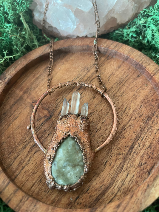 Electroformed Copper Crystal and Stone Necklace