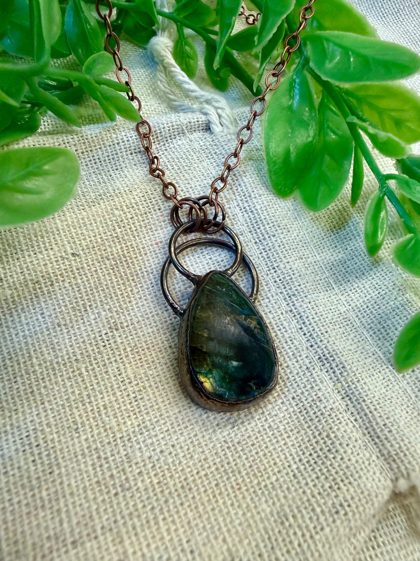 Electroformed Copper Double bail Labradorite Necklace