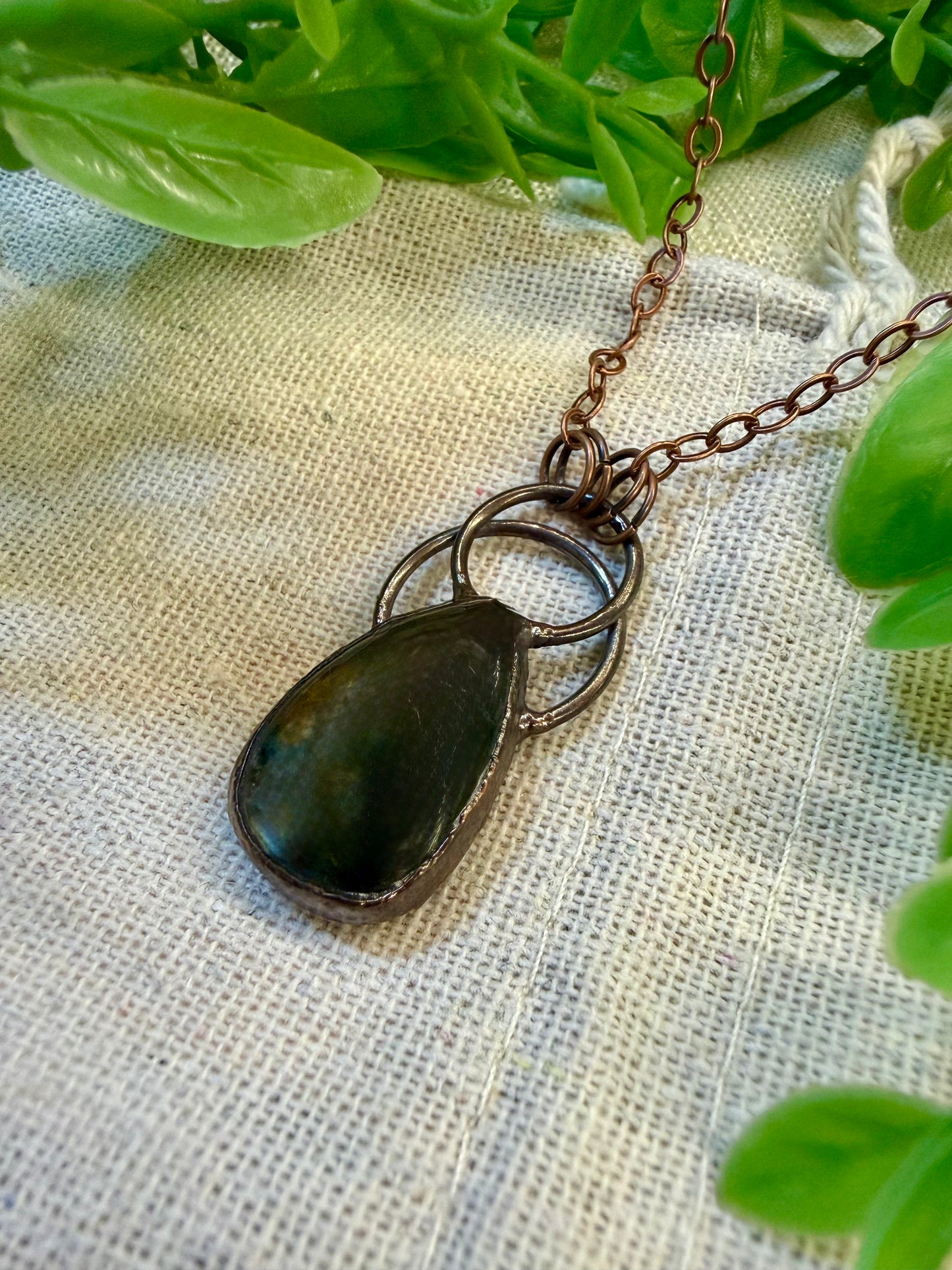 Electroformed Copper Double bail Labradorite Necklace