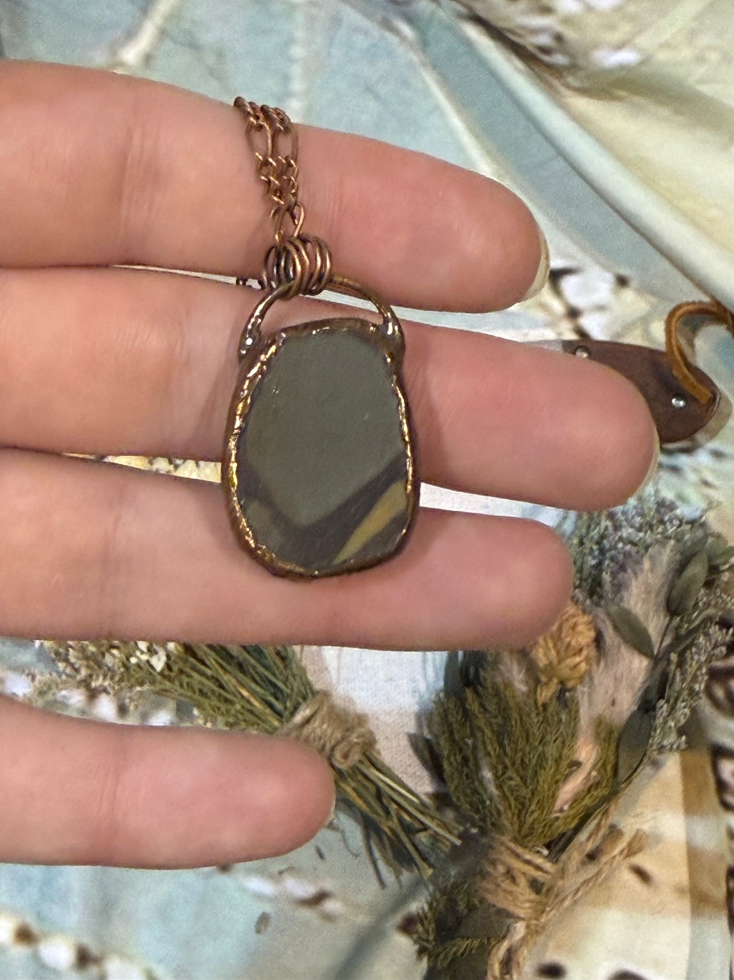 Electroformed Copper Picture Jasper Necklace