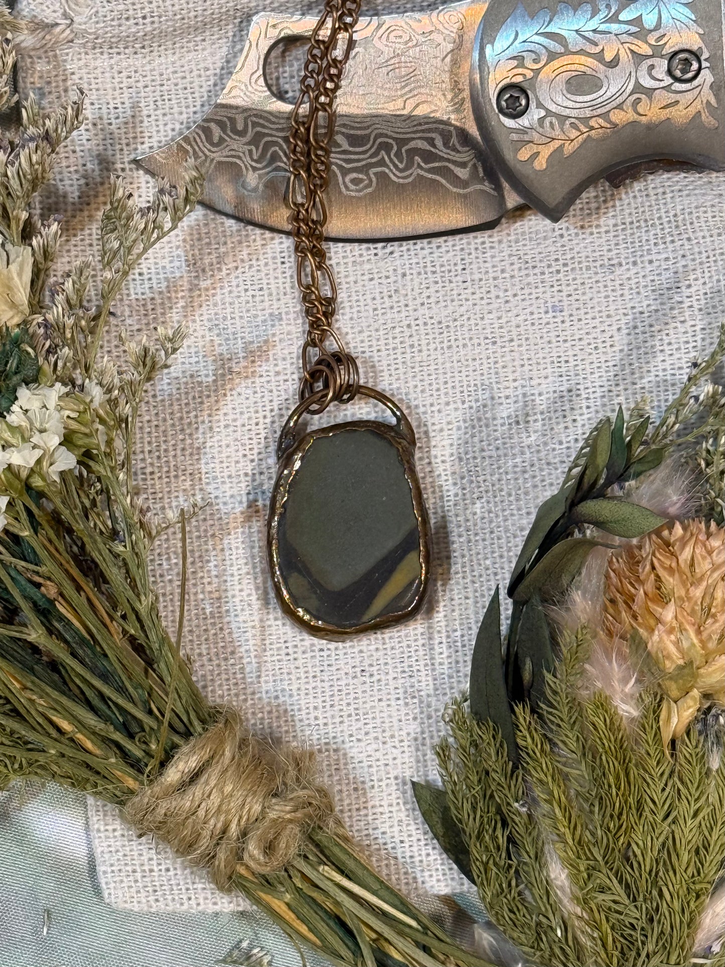 Electroformed Copper Picture Jasper Necklace
