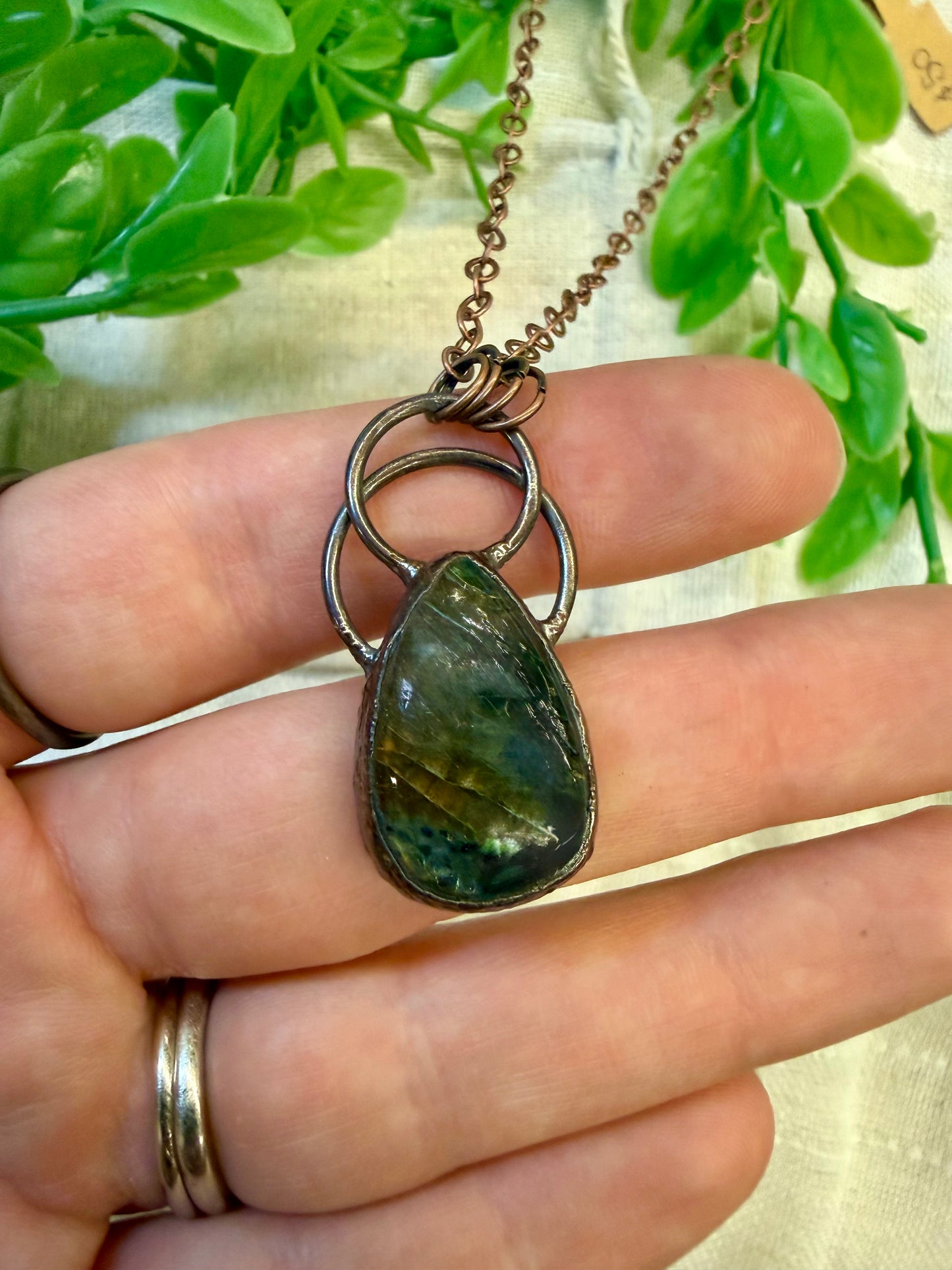 Electroformed Copper Double bail Labradorite Necklace