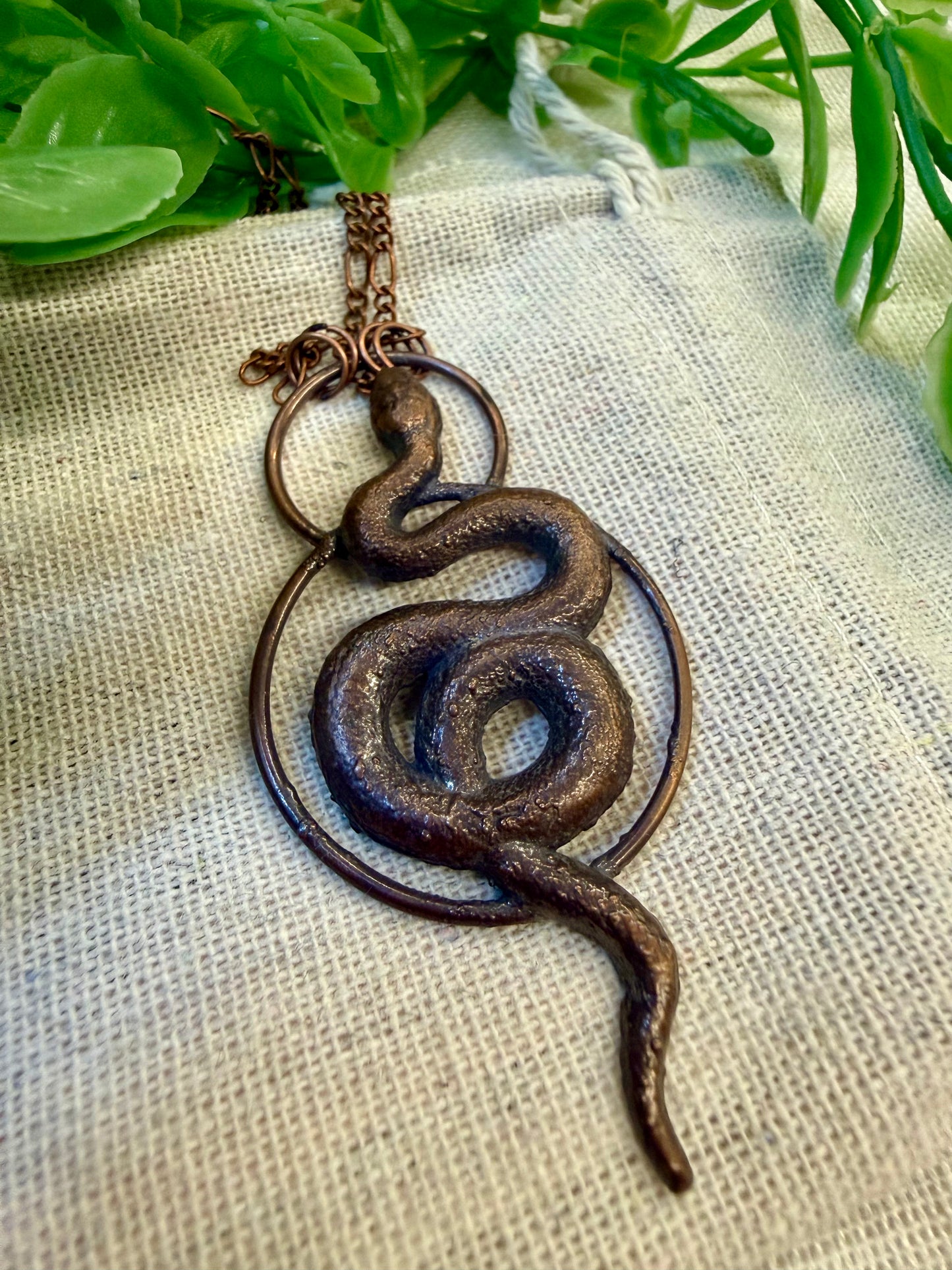 Electroformed Copper Snake Necklace