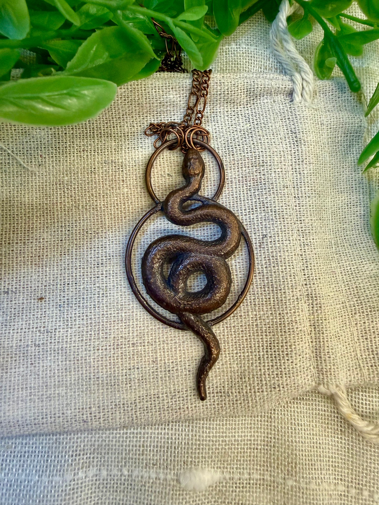 Electroformed Copper Snake Necklace